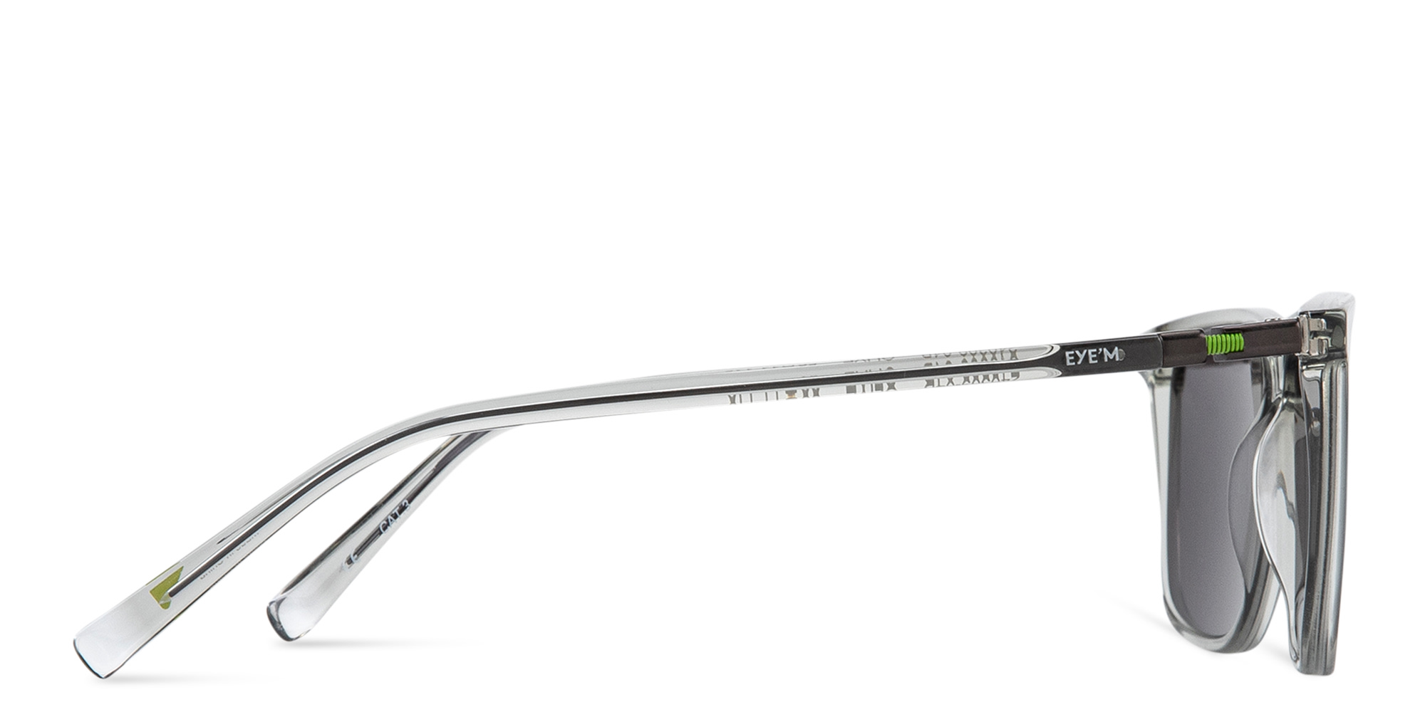 Shop EYE'M Rectangle Sunglasses in Grey Transparent online.