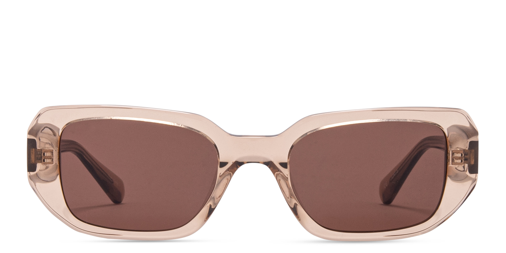 EYE'M Rectangle Sunglasses in Transparent Beige – Product Photo 1