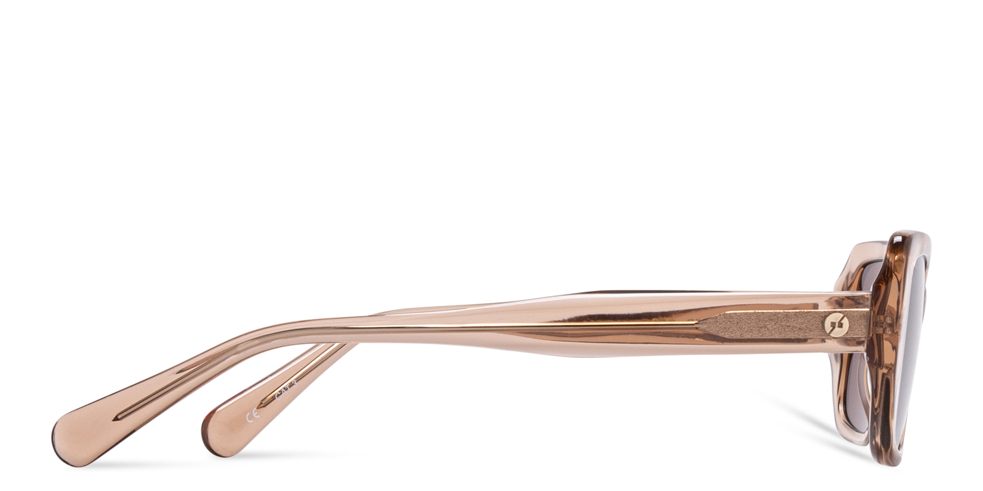 EYE'M Rectangle Sunglasses in Transparent Beige – Product Photo 3