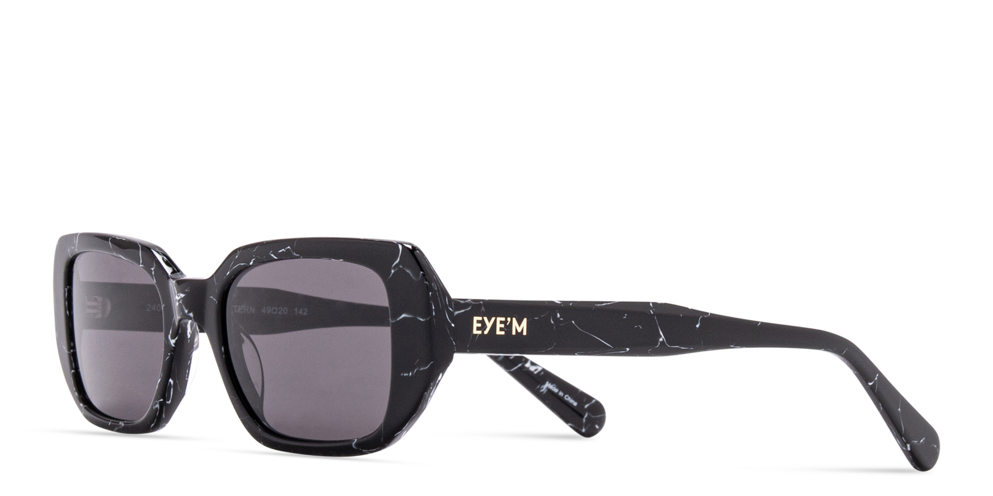 Shop EYE'M Rectangle Sunglasses in Textured Black online.