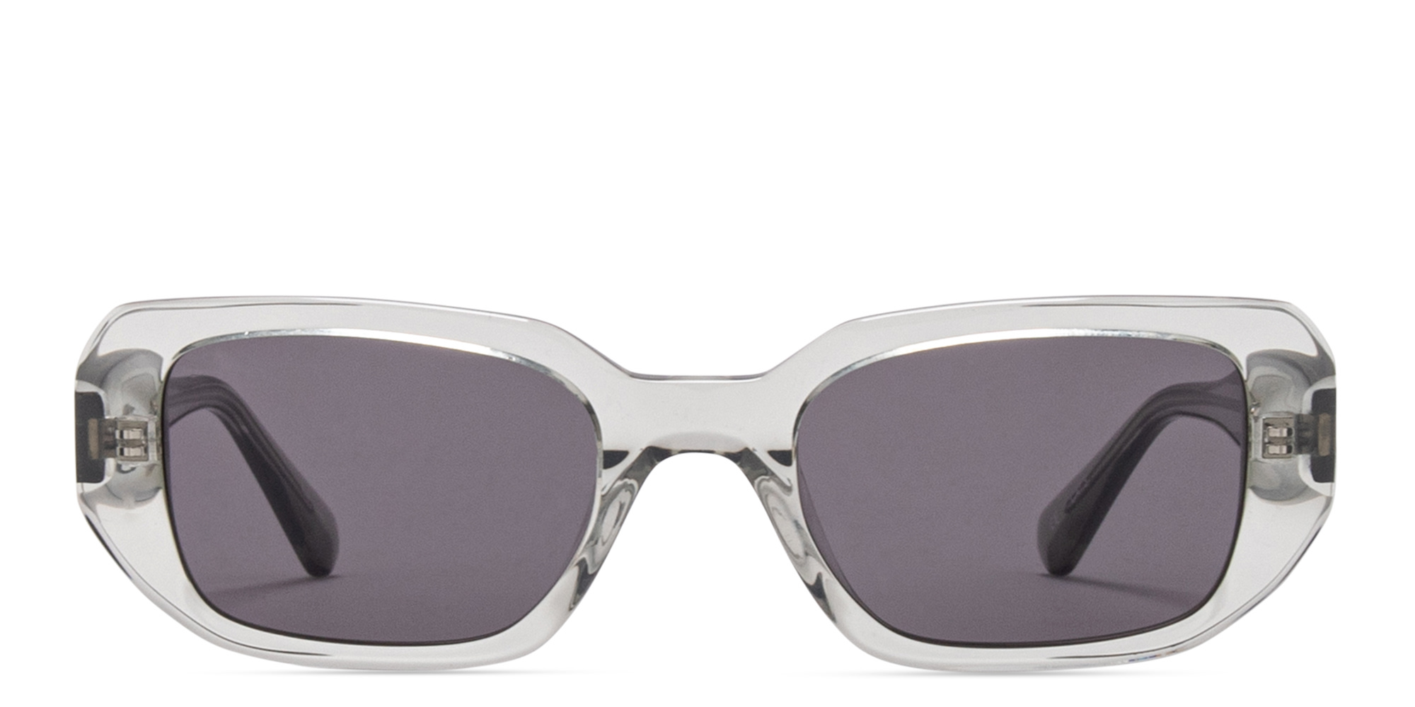 EYE'M Rectangle Sunglasses in Transparent Olive Green – Product Photo 1