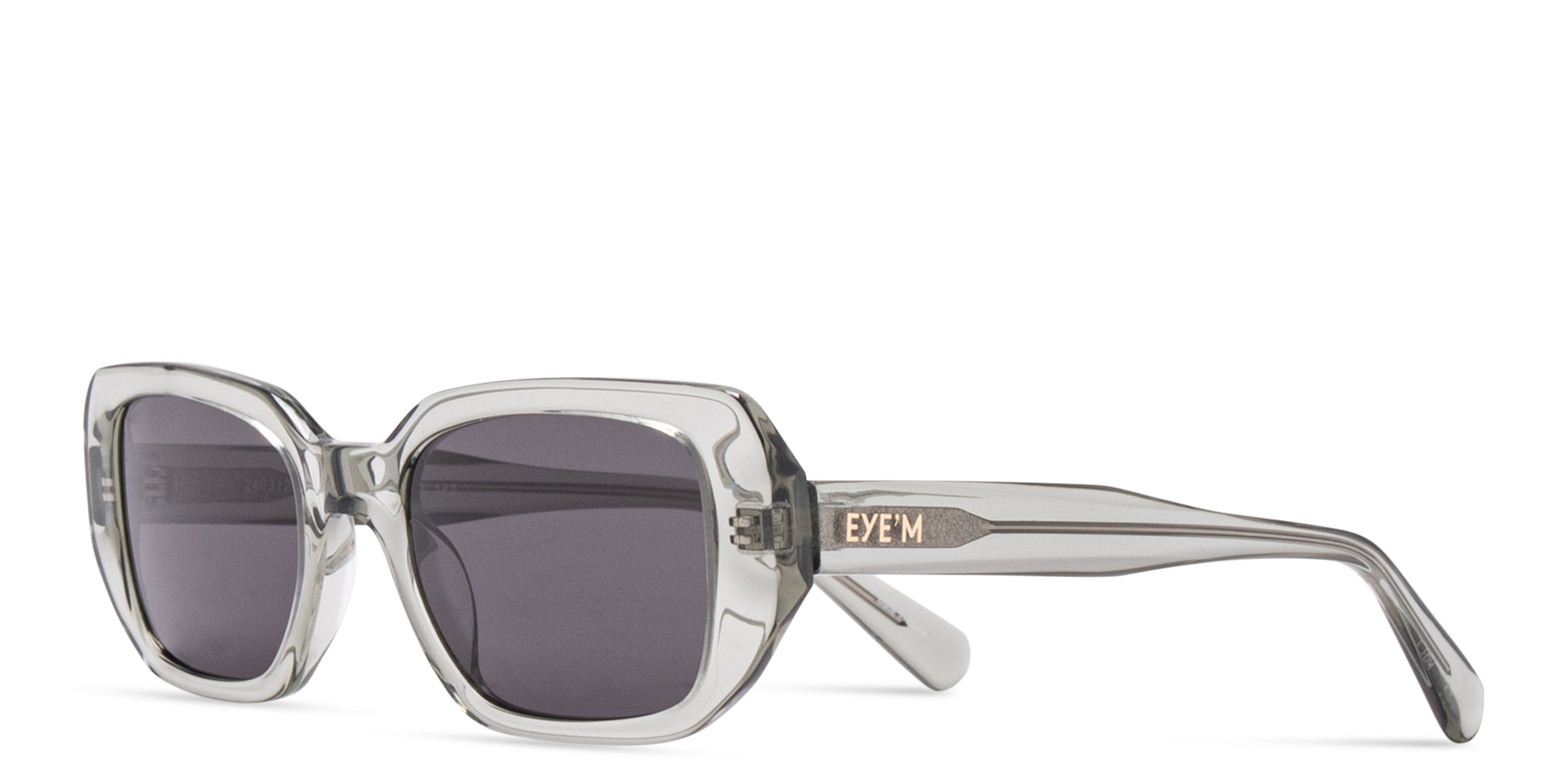 EYE'M Rectangle Sunglasses in Transparent Olive Green – Product Photo 2