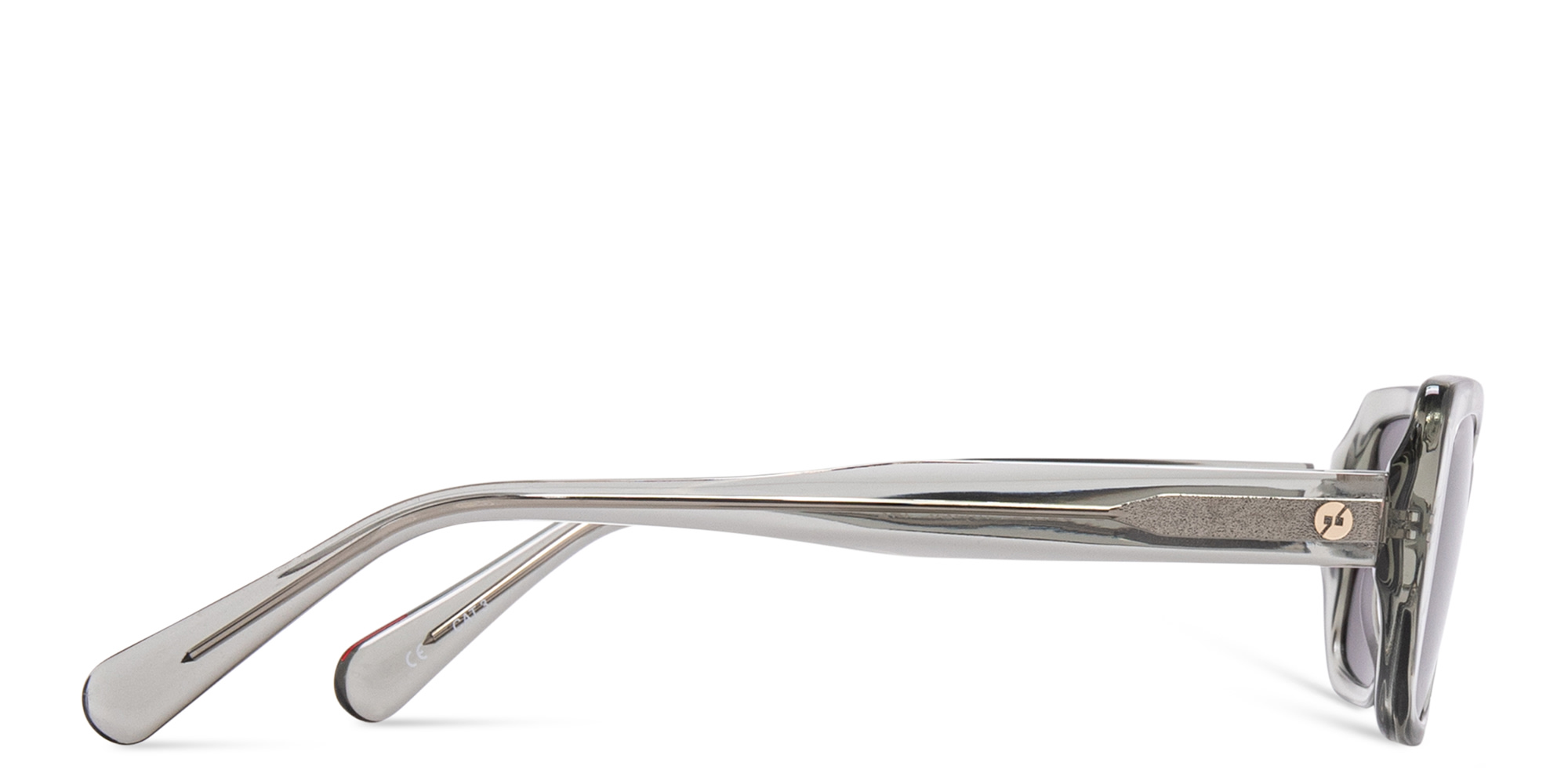 EYE'M Rectangle Sunglasses in Transparent Olive Green – Product Photo 3