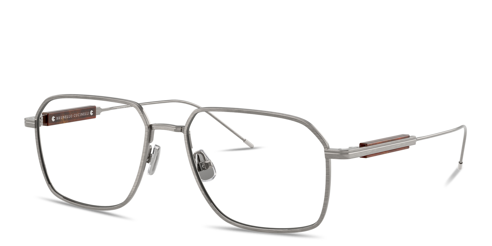 BRUNELLO CUCCINELLI Sartorial Sunset Rectangle Eyeglasses in Pewter – Product Photo 2
