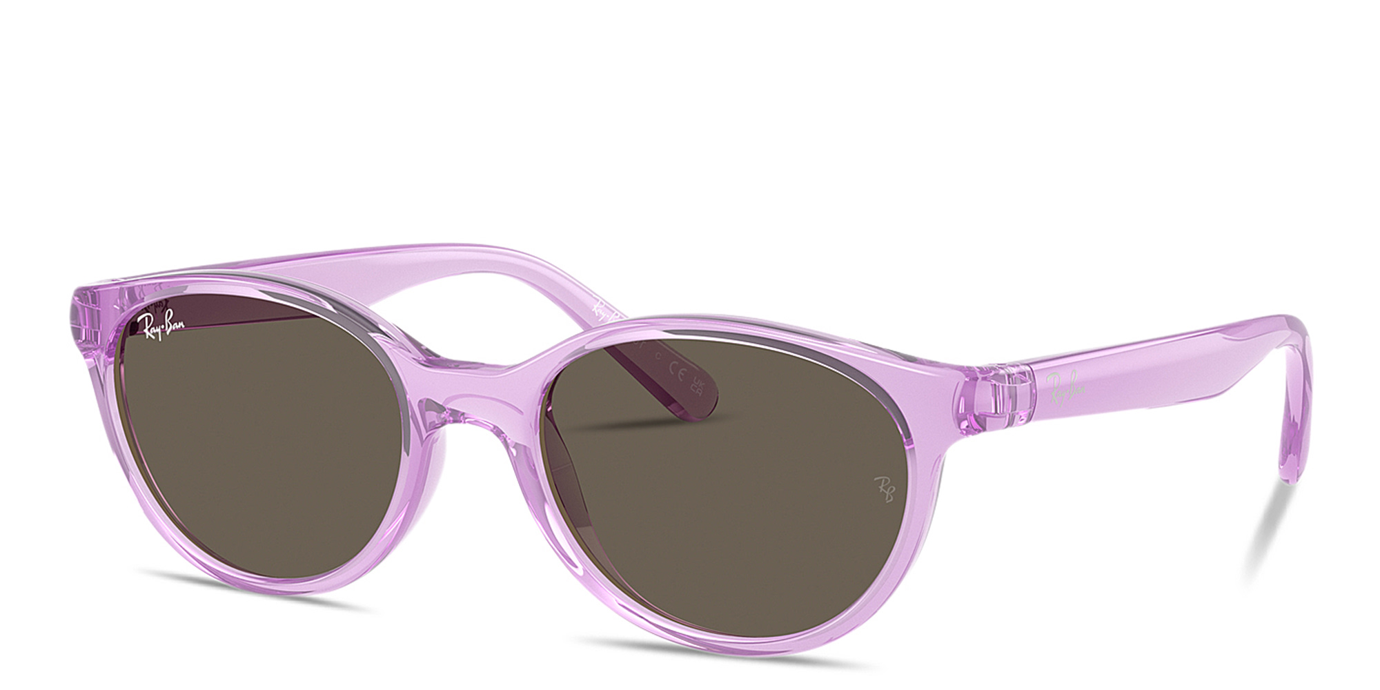 Ray-Ban Junior Kids Bio-Based Square Sunglasses in Transparent Violet – Product Photo 2