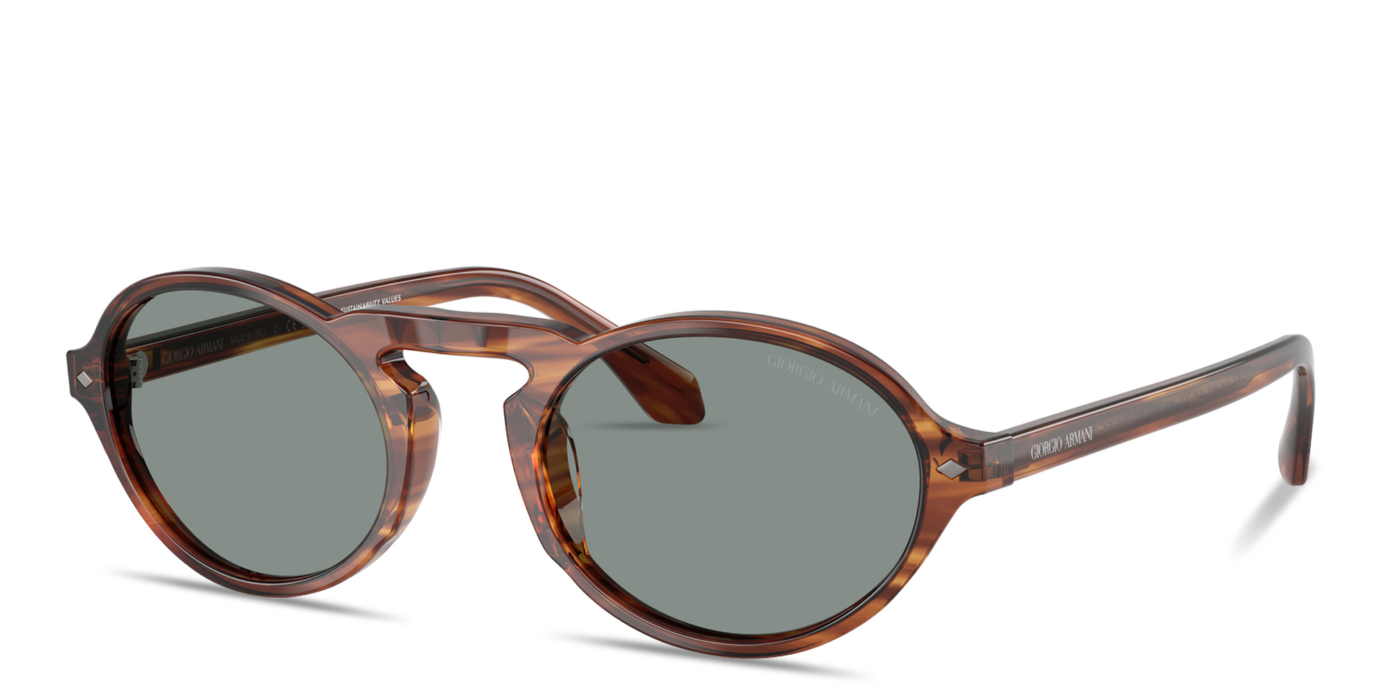 Shop GIORGIO ARMANI Armani Code Oval Sunglasses in Striped Brown online.