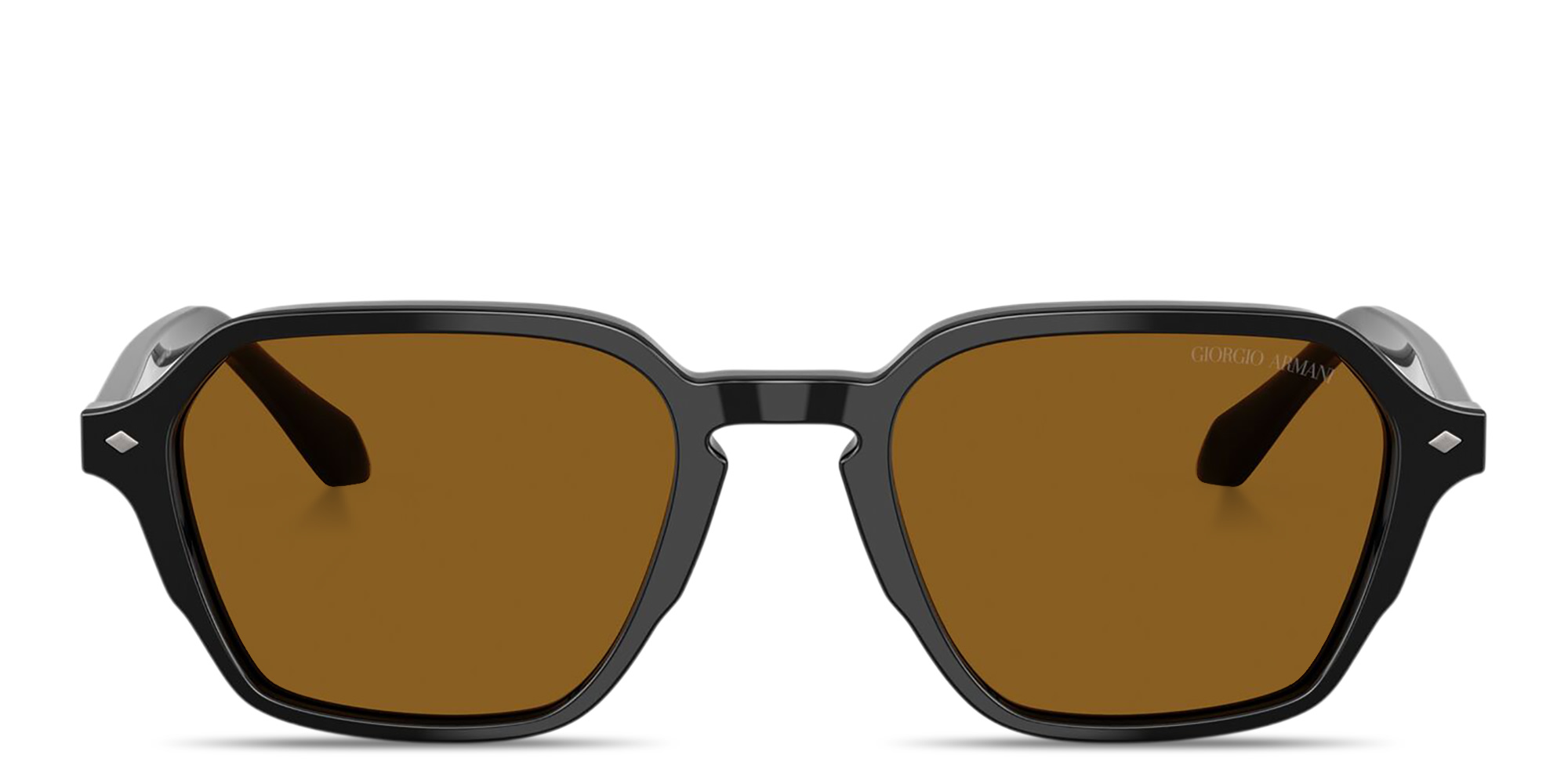 Shop GIORGIO ARMANI Logo Print Square Sunglasses in Black online.