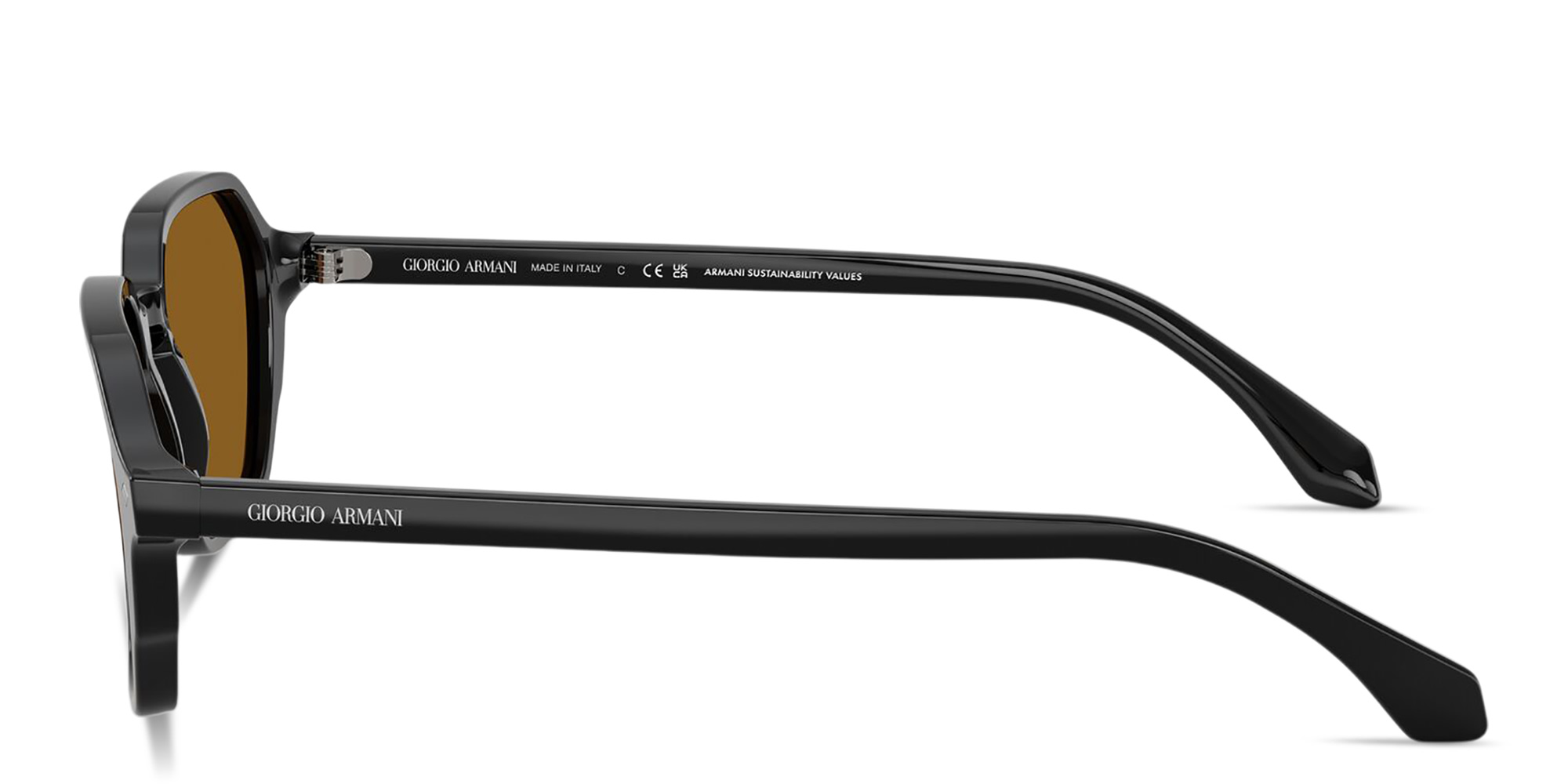 Shop GIORGIO ARMANI Logo Print Square Sunglasses in Black online.