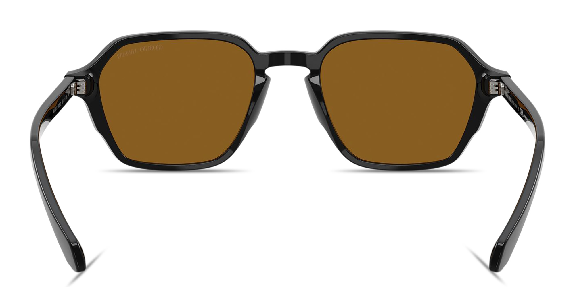 Shop GIORGIO ARMANI Logo Print Square Sunglasses in Black online.