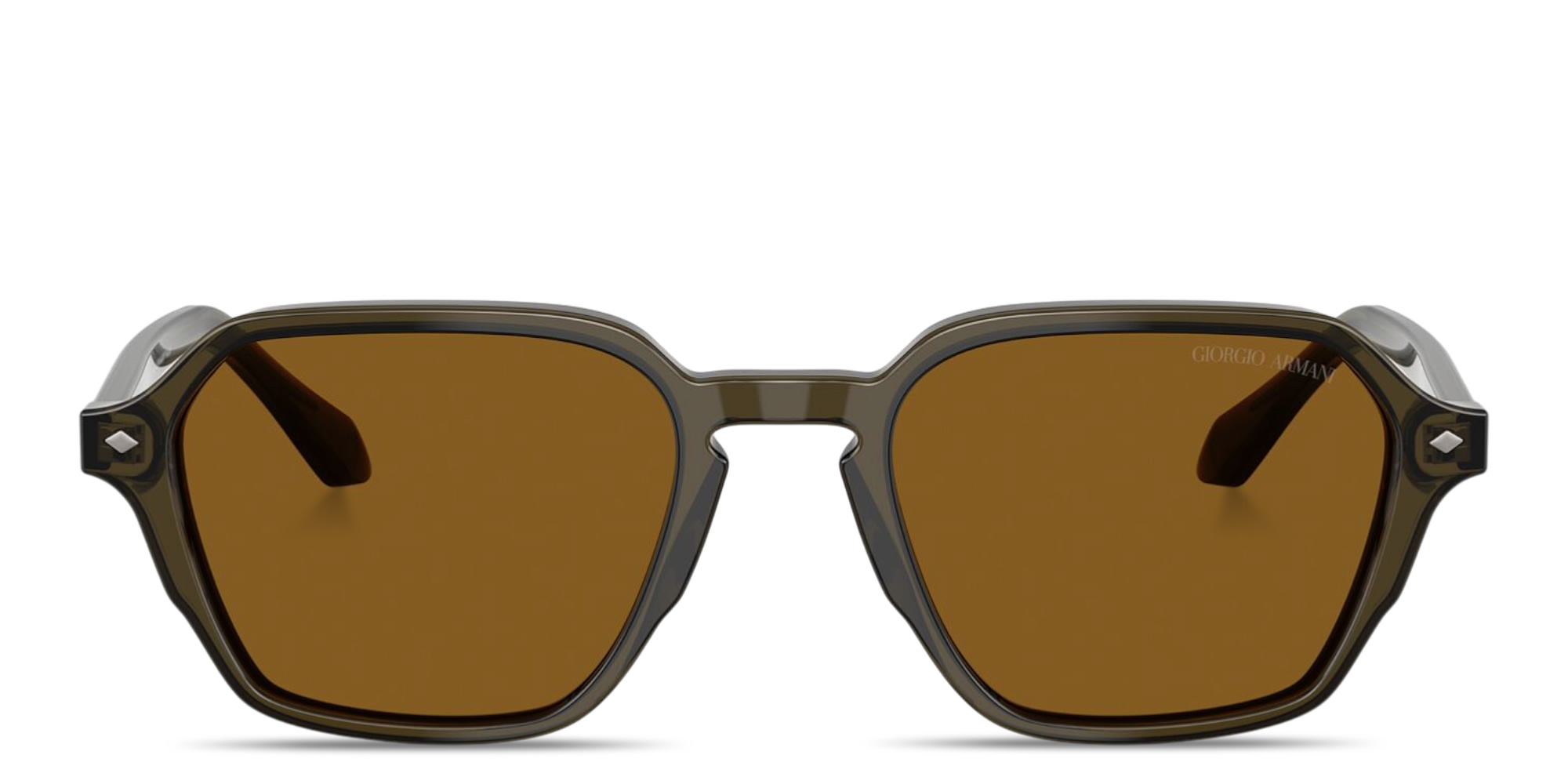 Shop GIORGIO ARMANI Logo Print Square Sunglasses in Transparent Green online.