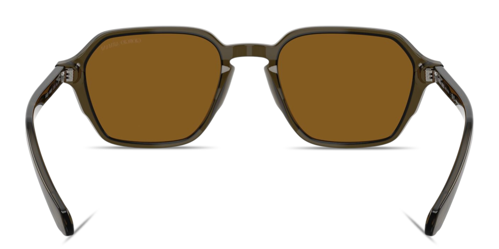 Shop GIORGIO ARMANI Logo Print Square Sunglasses in Transparent Green online.