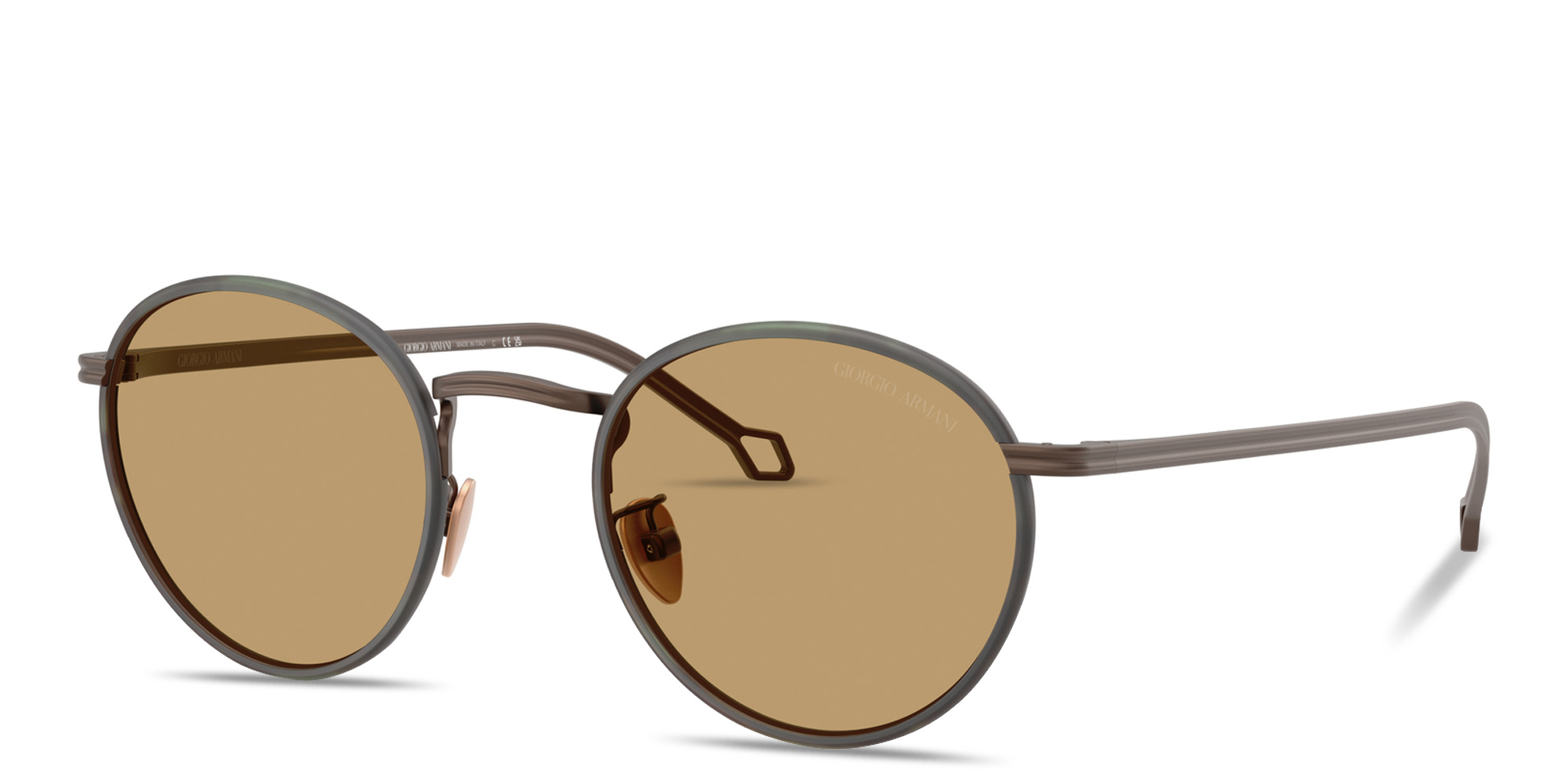 Shop GIORGIO ARMANI Visionary Luxury Round Sunglasses in Matte Bronze online.