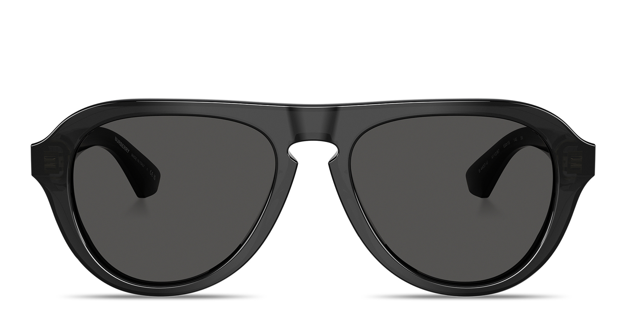 Shop BURBERRY Logo-Engraved Pilot Sunglasses in Grey online.