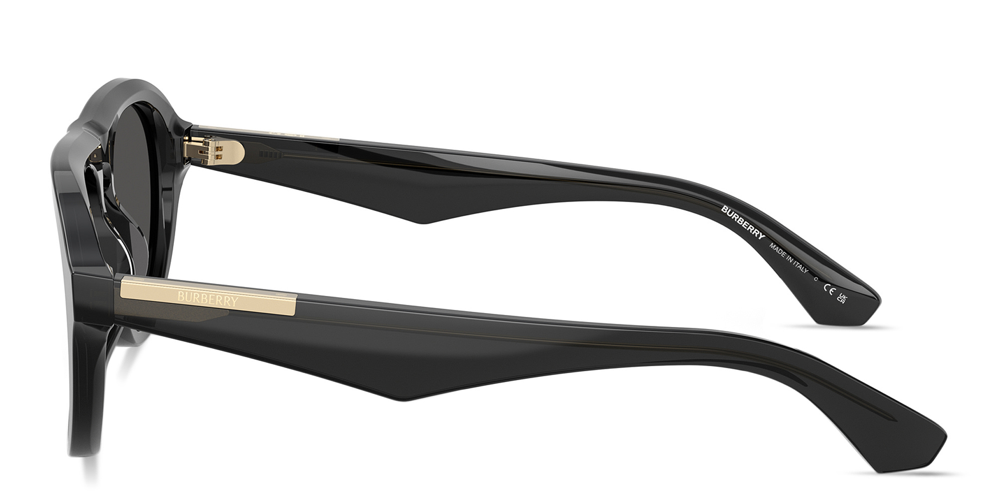 Shop BURBERRY Logo-Engraved Pilot Sunglasses in Grey online.