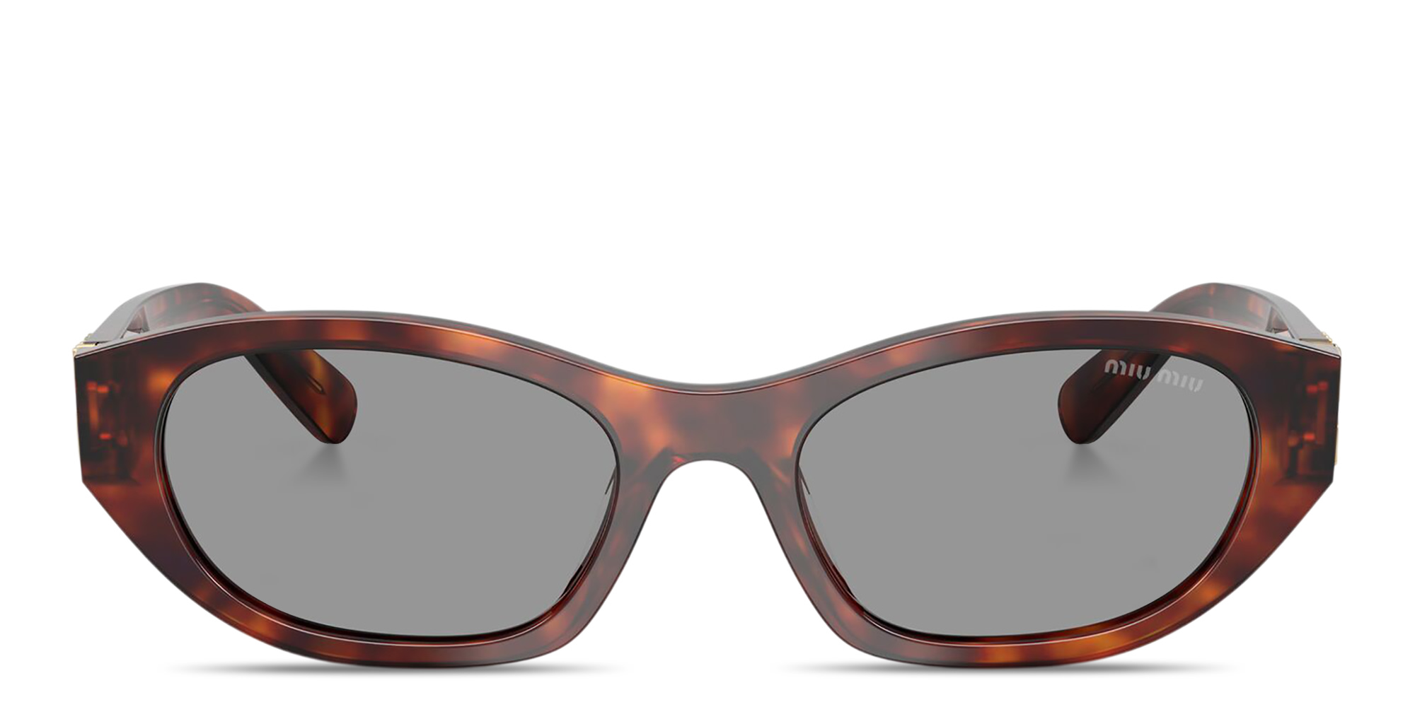 Shop MIU MIU Vertical Logo Irregular Sunglasses in Havana online.