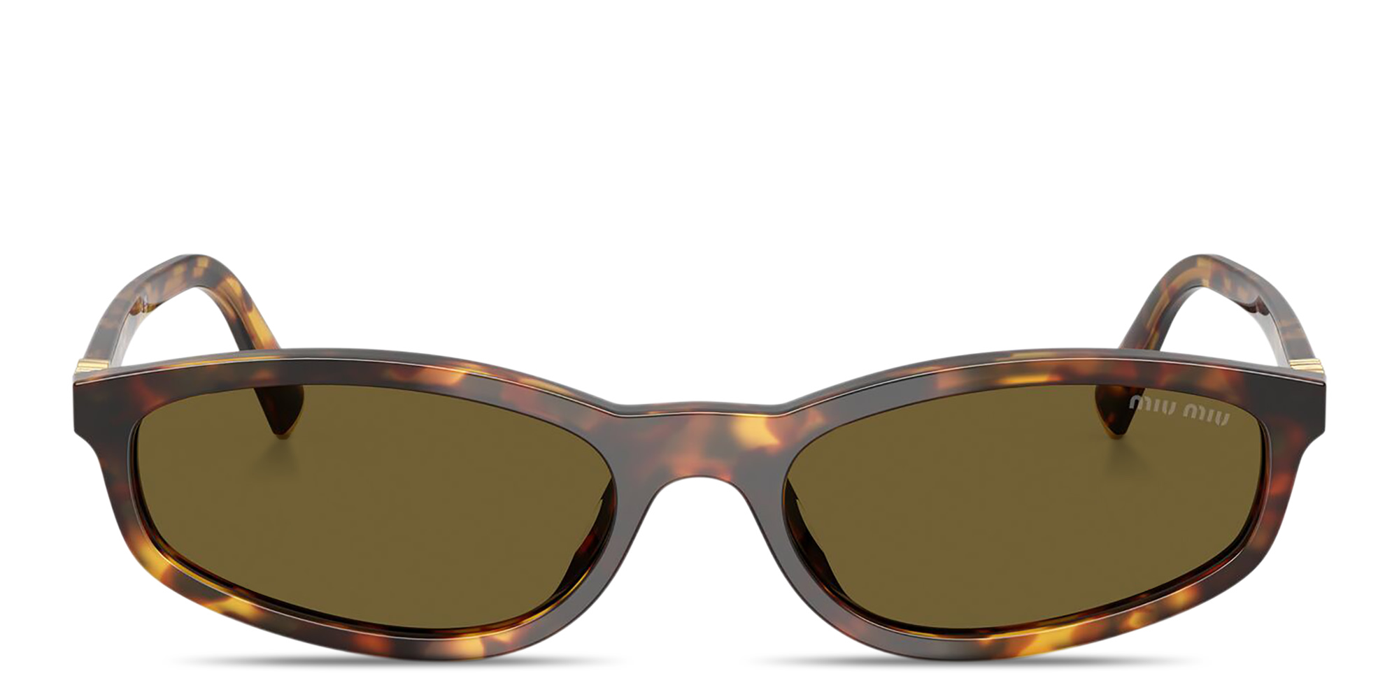 Shop MIU MIU Vertical Logo Irregular Sunglasses in Havana online.