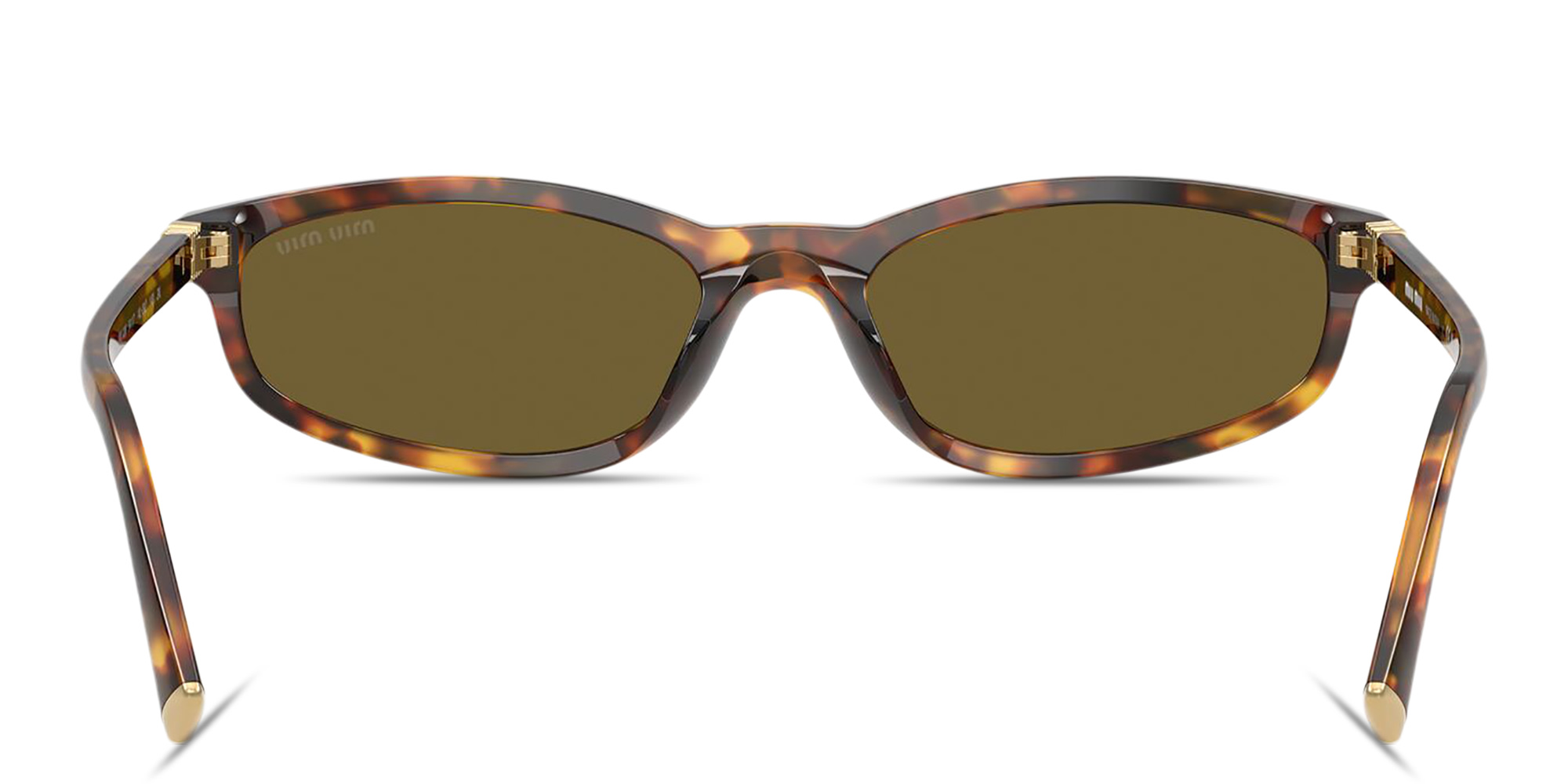 Shop MIU MIU Vertical Logo Irregular Sunglasses in Havana online.