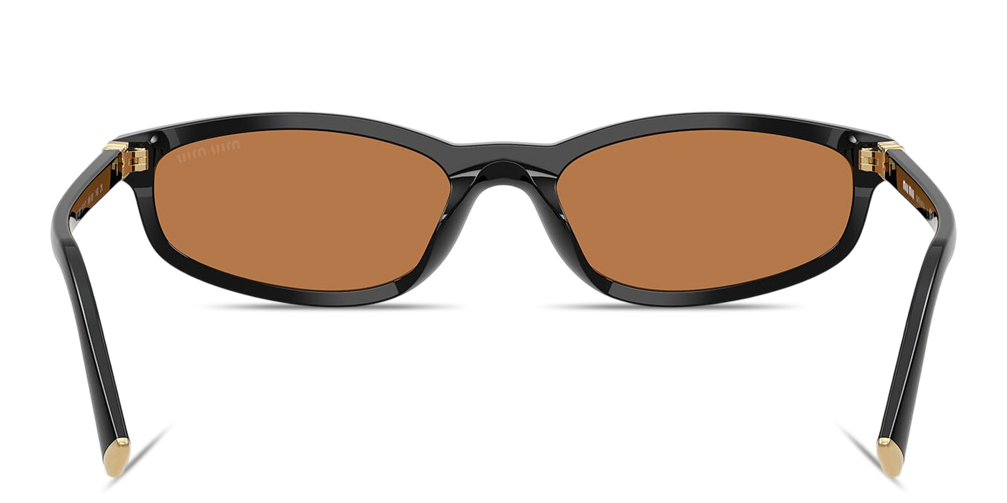 Shop MIU MIU Vertical Logo Irregular Sunglasses in Black online.