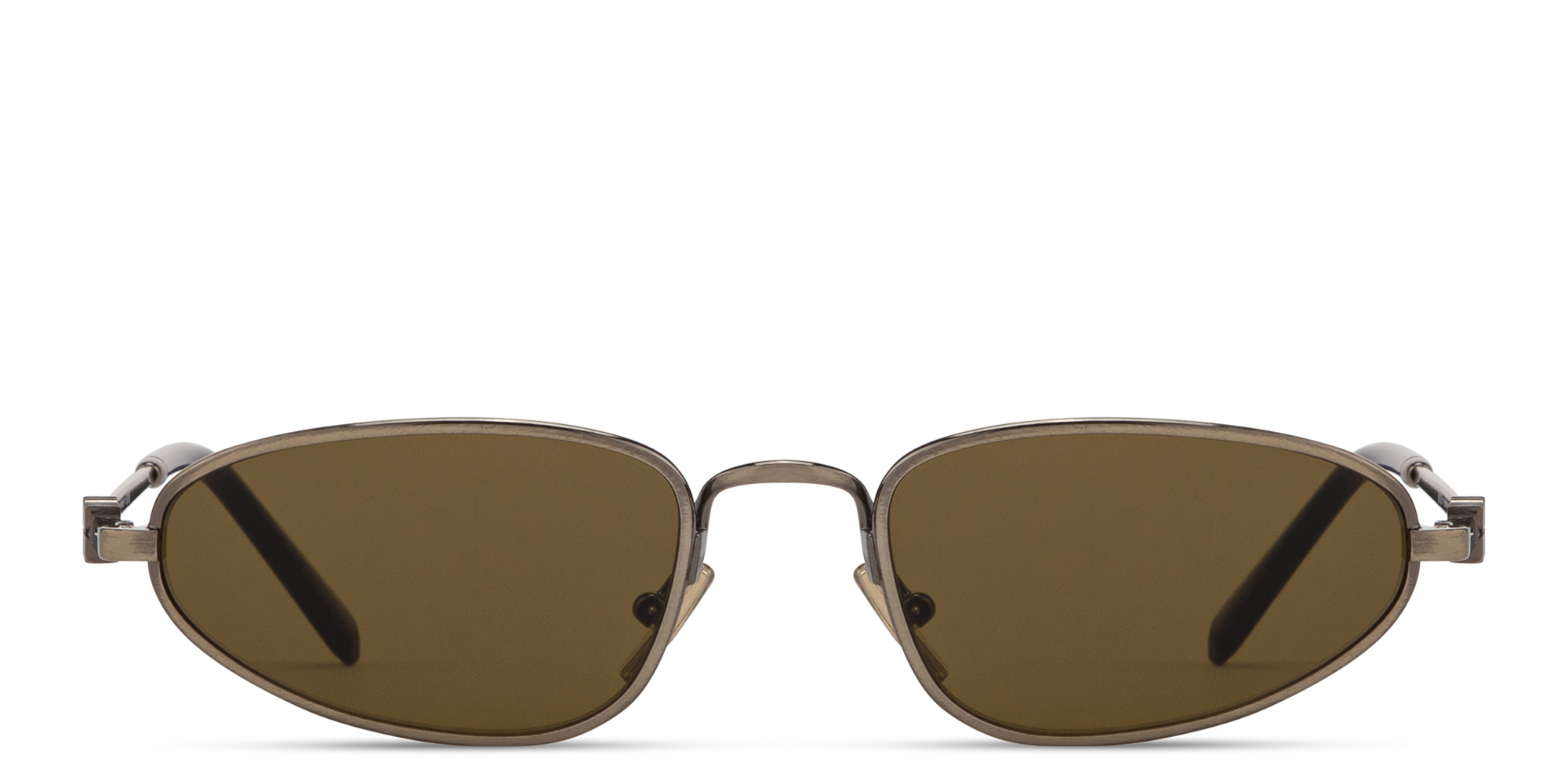 MIU MIU Vertical Logo Irregular Sunglasses in Antique Gold – Product Photo 1