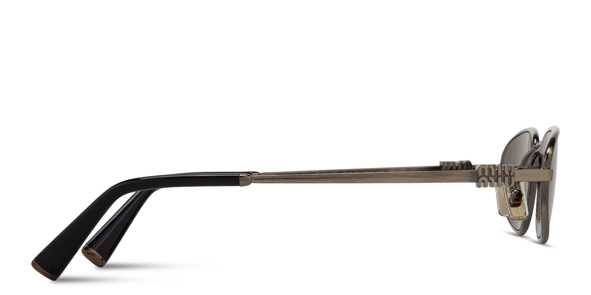 MIU MIU Vertical Logo Irregular Sunglasses in Antique Gold – Product Photo 3