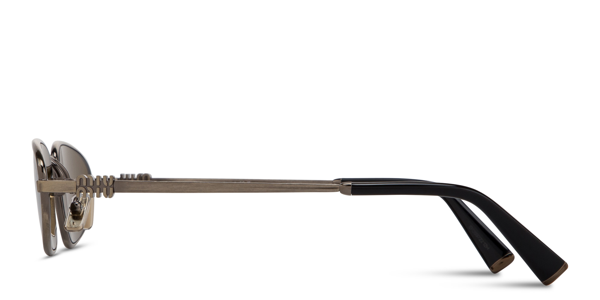 MIU MIU Vertical Logo Irregular Sunglasses in Antique Gold – Product Photo 4