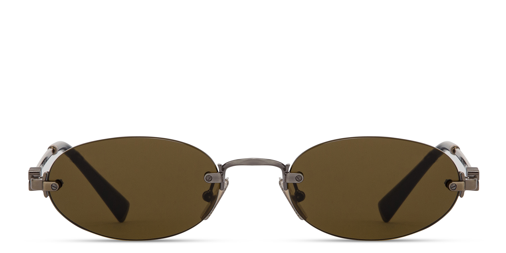 تسوق نظارات شمسية بيضاوية بدون إطار بشعار العلامة العمودي ميو ميو بلون ذهبي أونلاين.