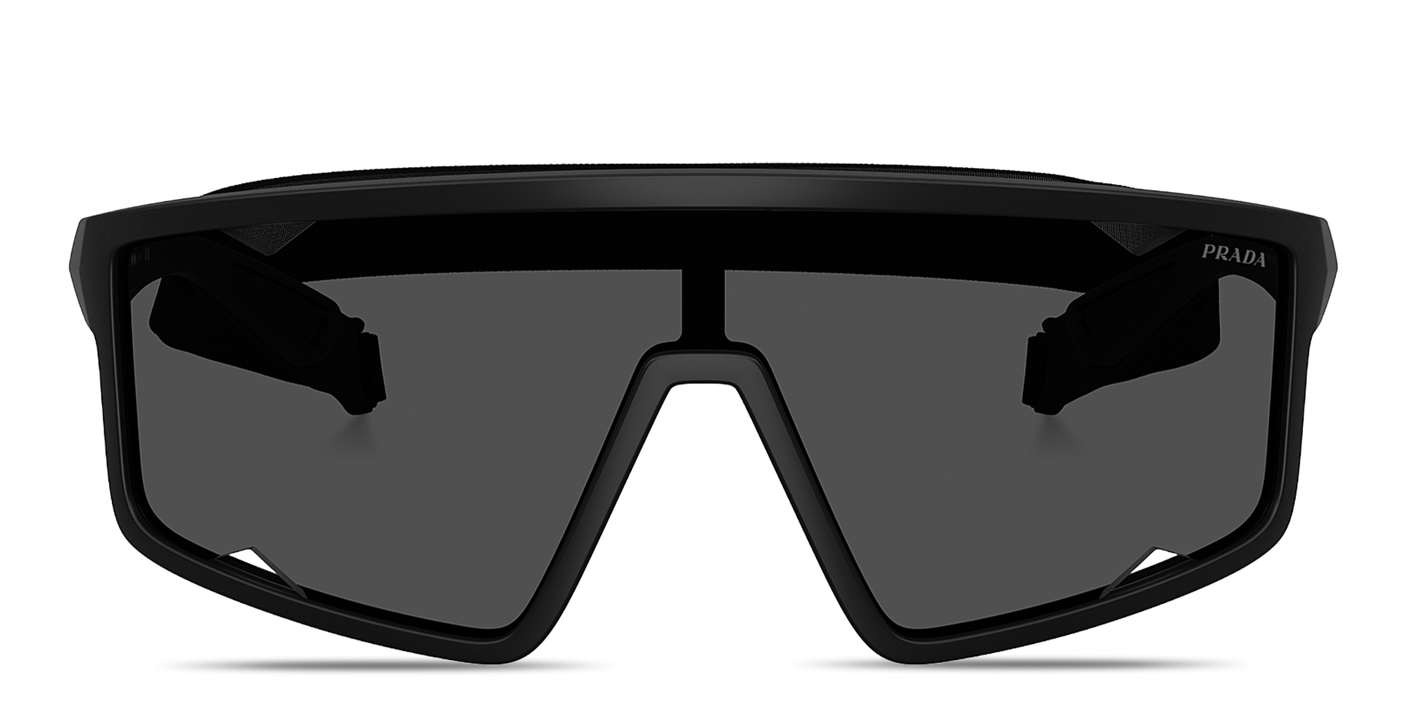 Shop Prada Linea Rossa Logo Signature Rectangle Sunglasses in Matte Black online.