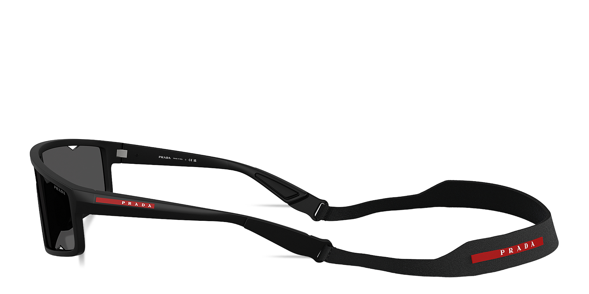 Shop Prada Linea Rossa Logo Signature Rectangle Sunglasses in Matte Black online.