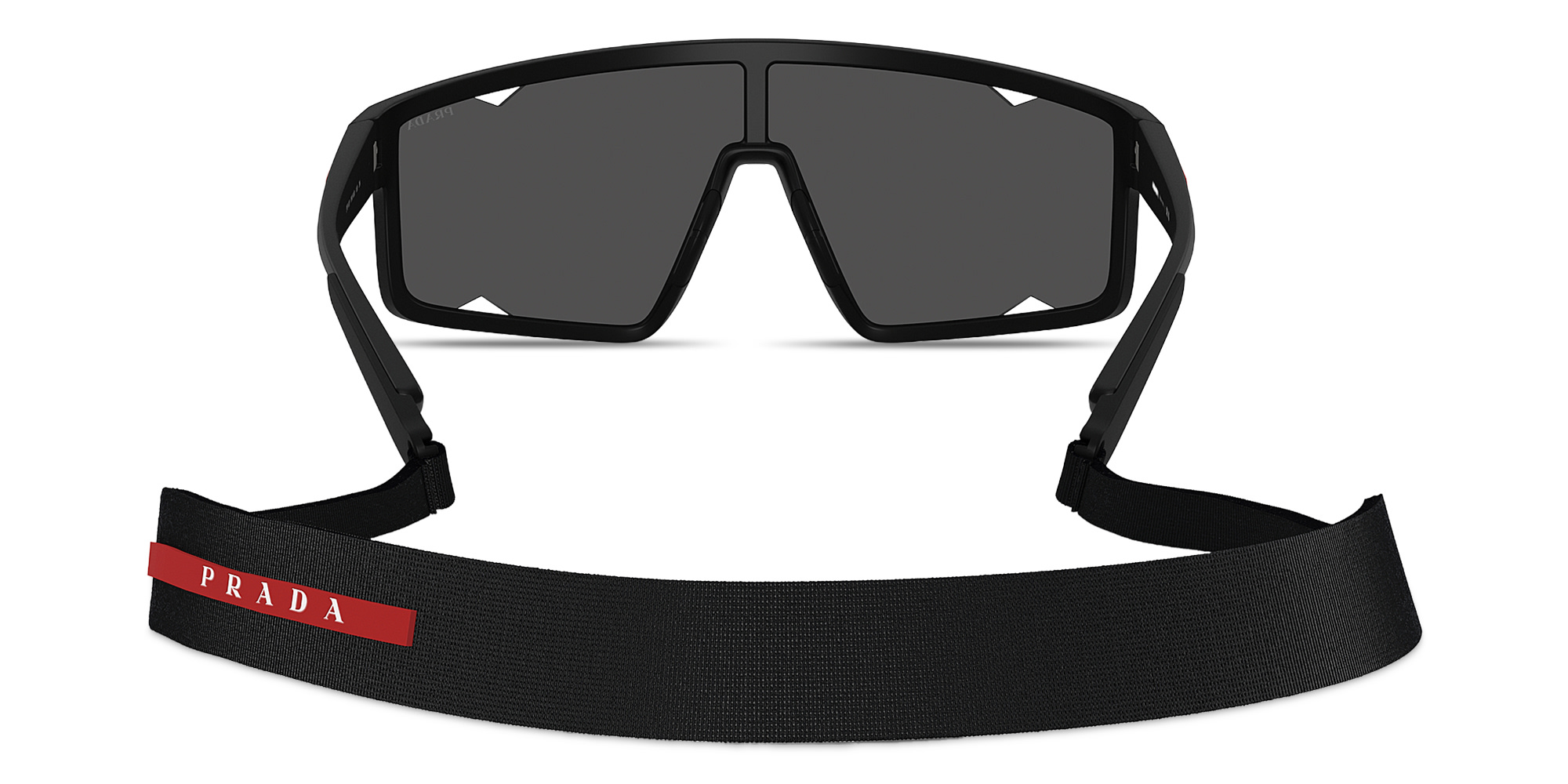 Shop Prada Linea Rossa Logo Signature Rectangle Sunglasses in Matte Black online.