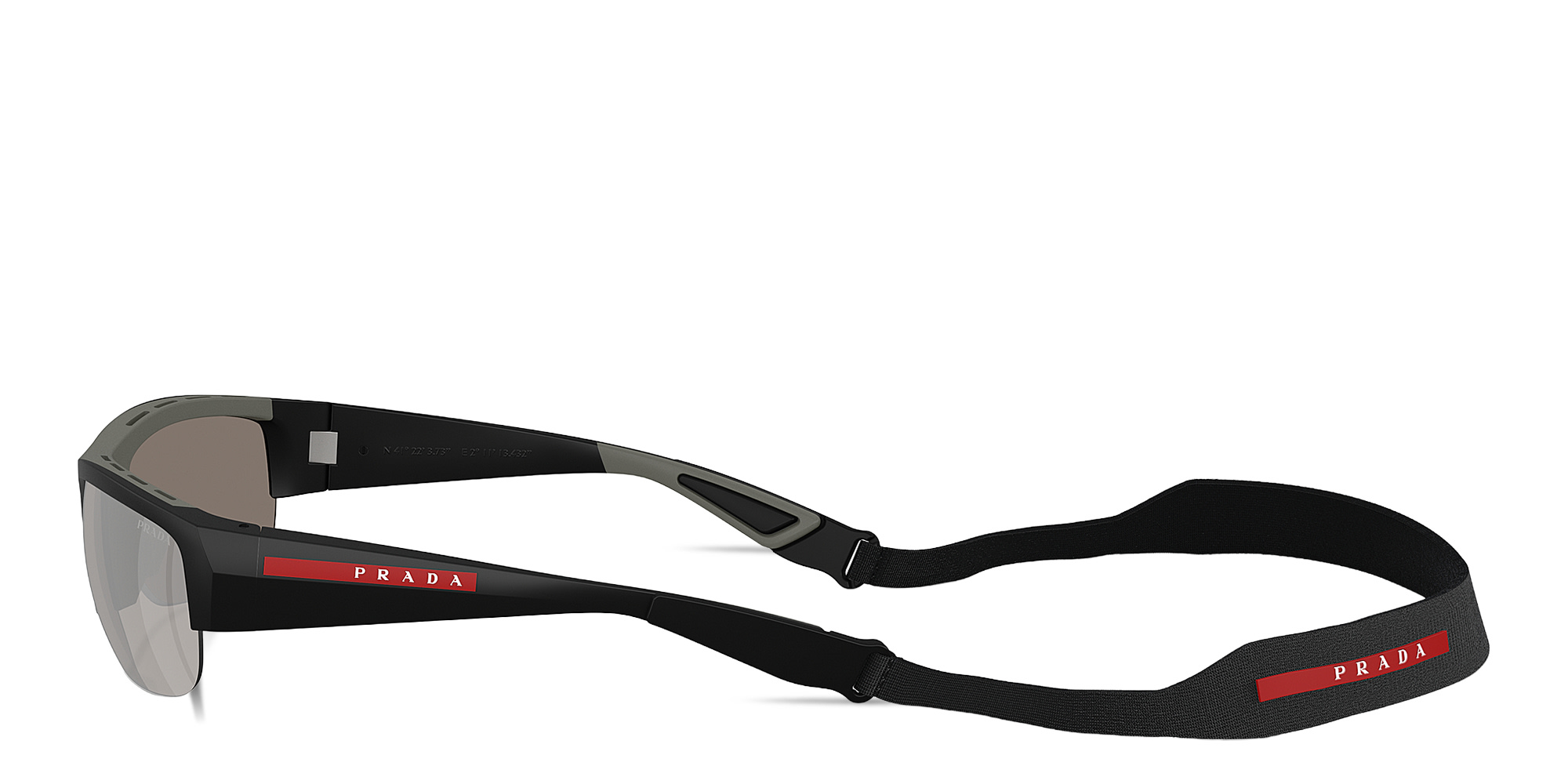 Shop Prada Linea Rossa Logo Signature Half-Rim Wide Pillow Sunglasses in Nero Opaco online.