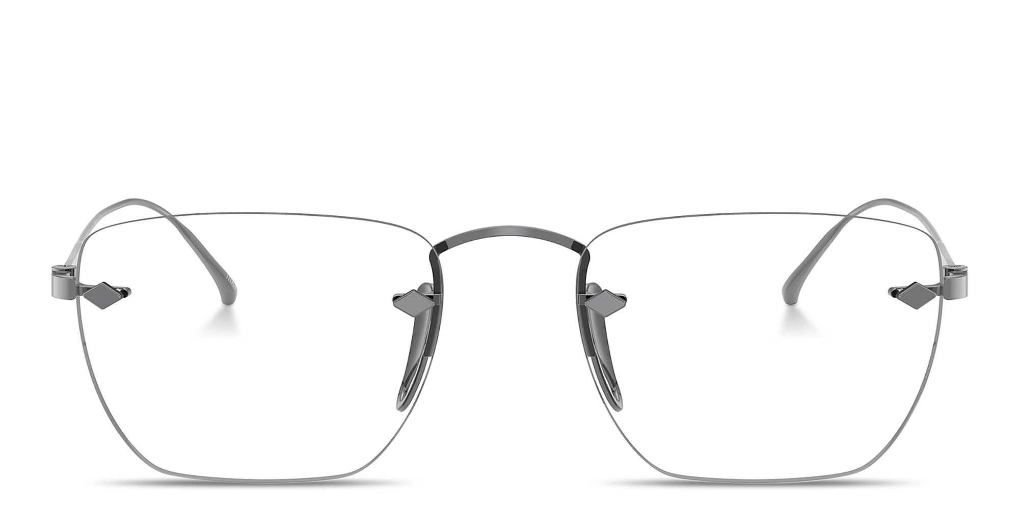 Shop GIORGIO ARMANI Armani Code Rimless Pillow Eyeglasses in Gunmetal online.