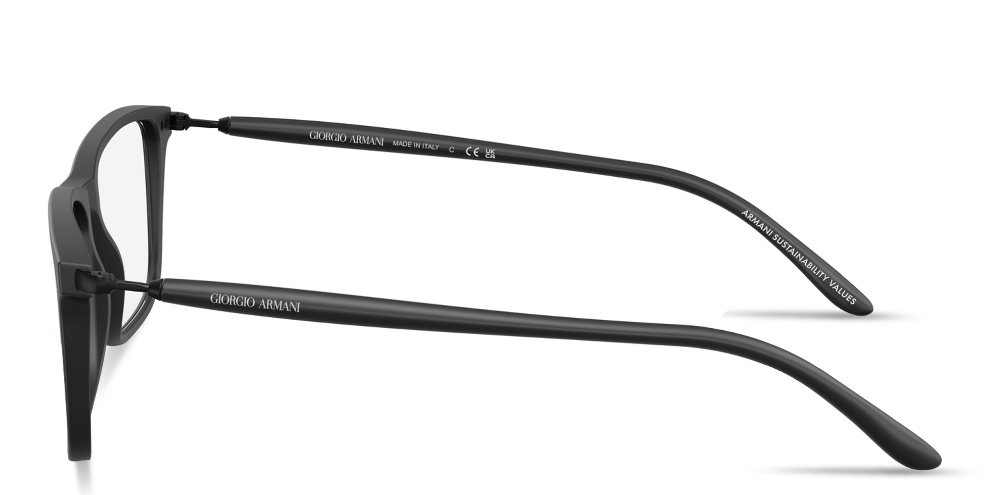 Shop GIORGIO ARMANI Armani Code Wide Rectangle Eyeglasses in Matte Black online.