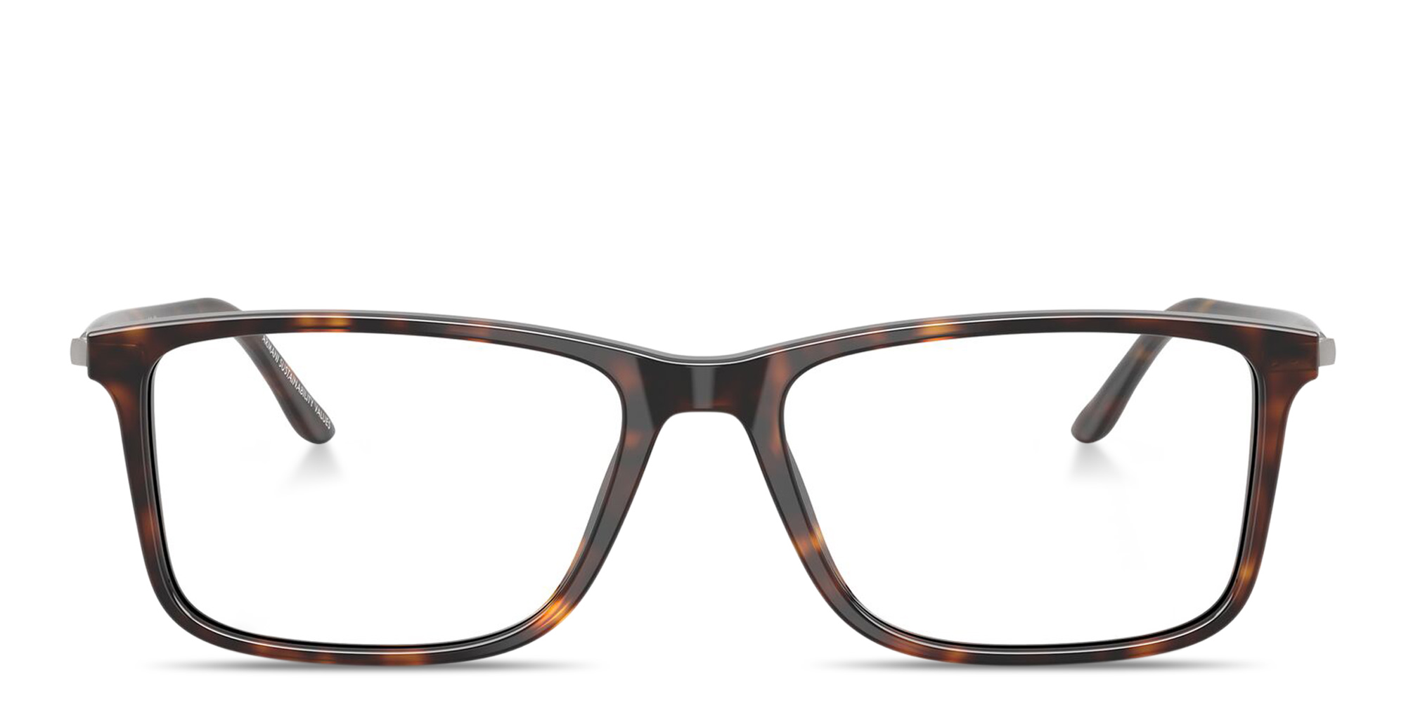 Shop GIORGIO ARMANI Logo Print Wide Rectangle Eyeglasses in Havana online.