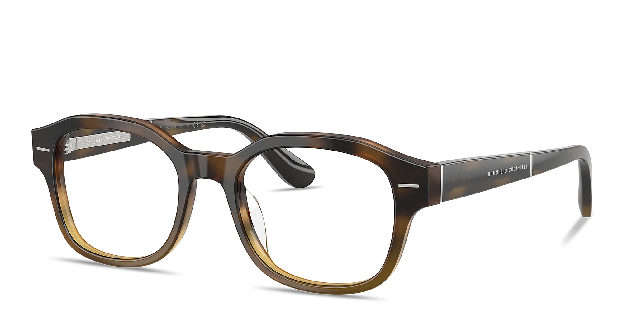 Shop BRUNELLO CUCINELLI Sartorial Sunset Square Eyeglasses in Havana Ivy online.