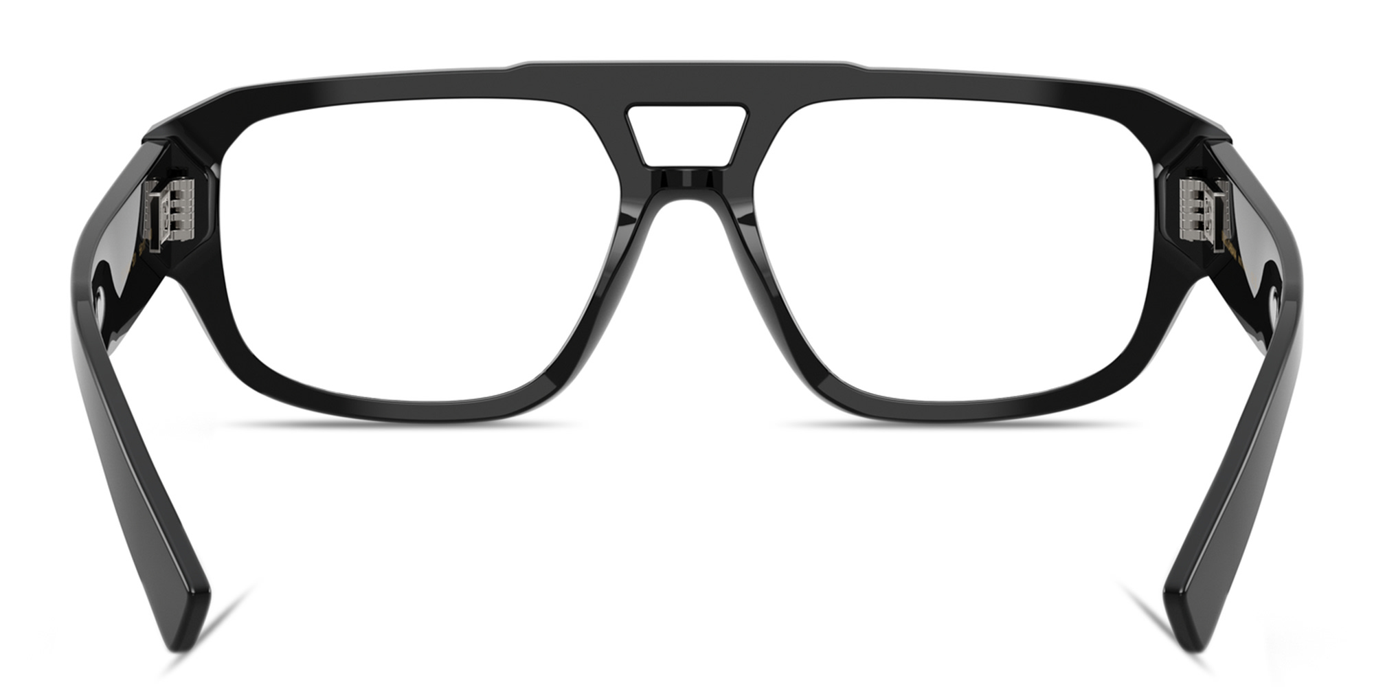 Shop Dolce & Gabbana Engraved Logo Wide Pilot Eyeglasses in Black online.