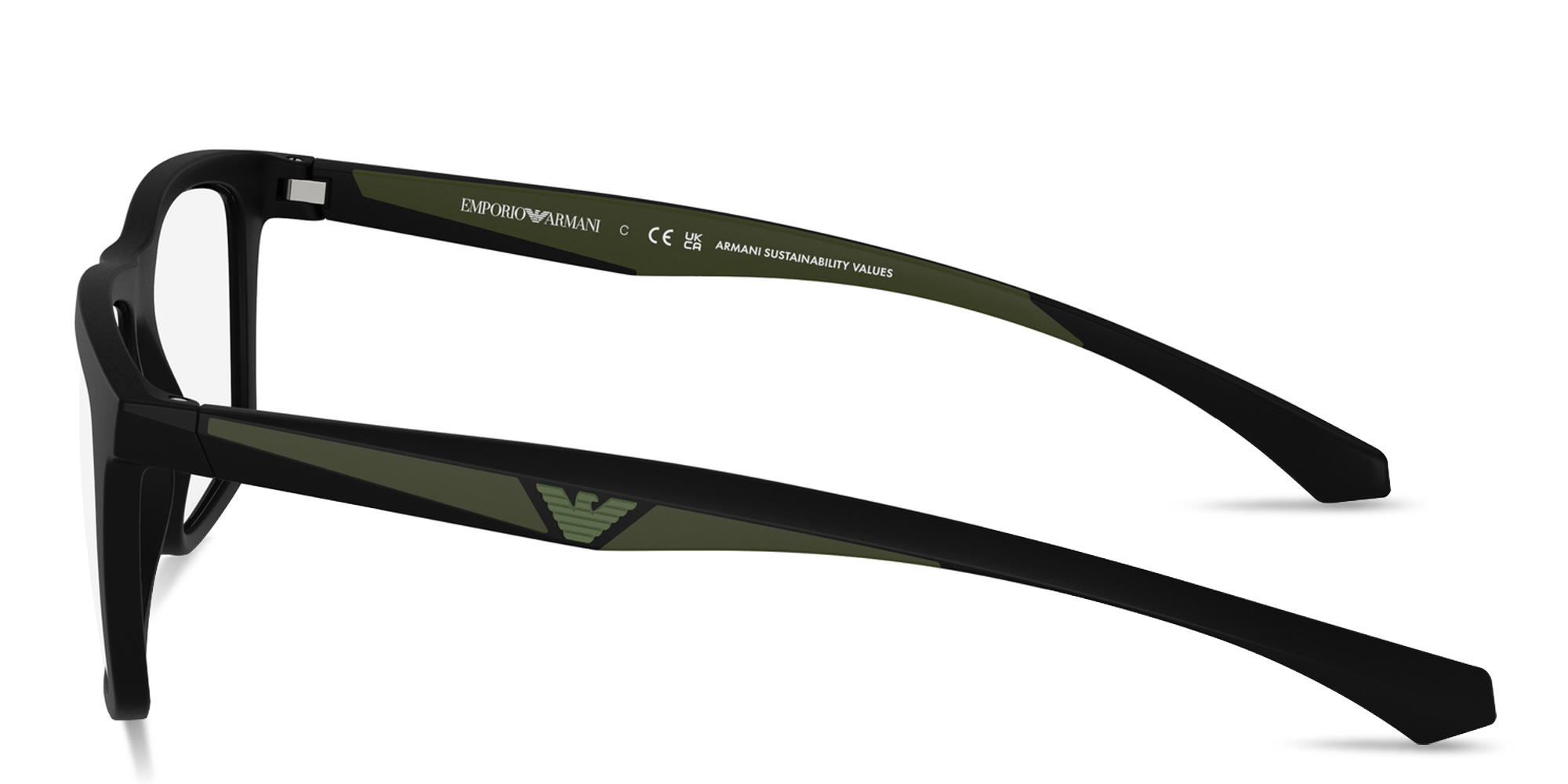 Emporio Armani Essential Leisure Square Eyeglasses in Matte Black – Product Photo 3