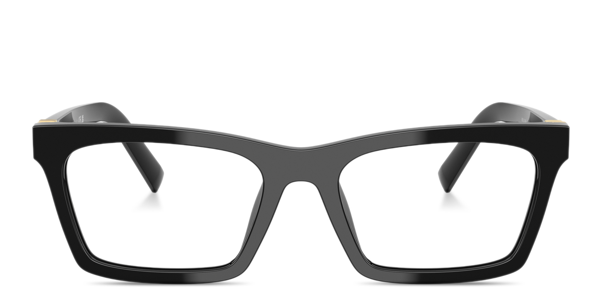 Shop MIU MIU Vertical Logo Wide Rectangle Eyeglasses in Black online.