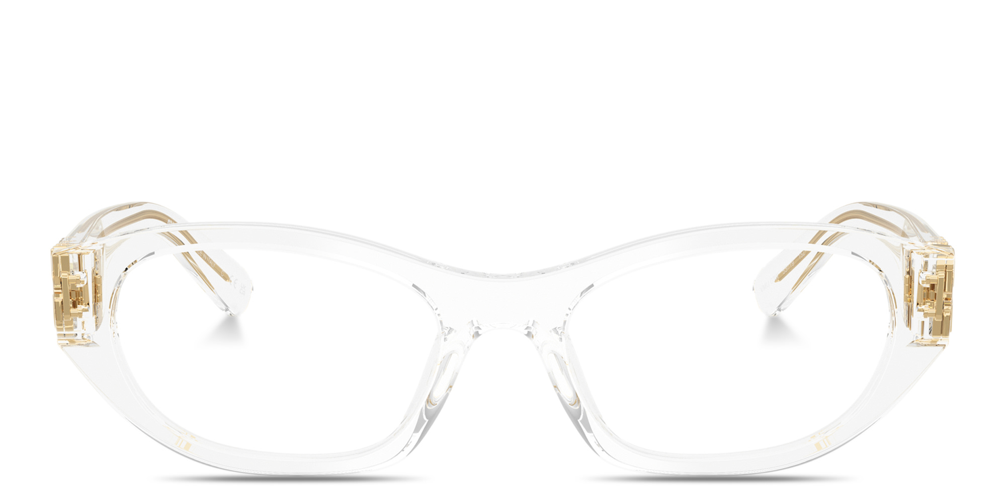 MIU MIU Vertical Logo Irregular Eyeglasses in Trasparent – Product Photo 1