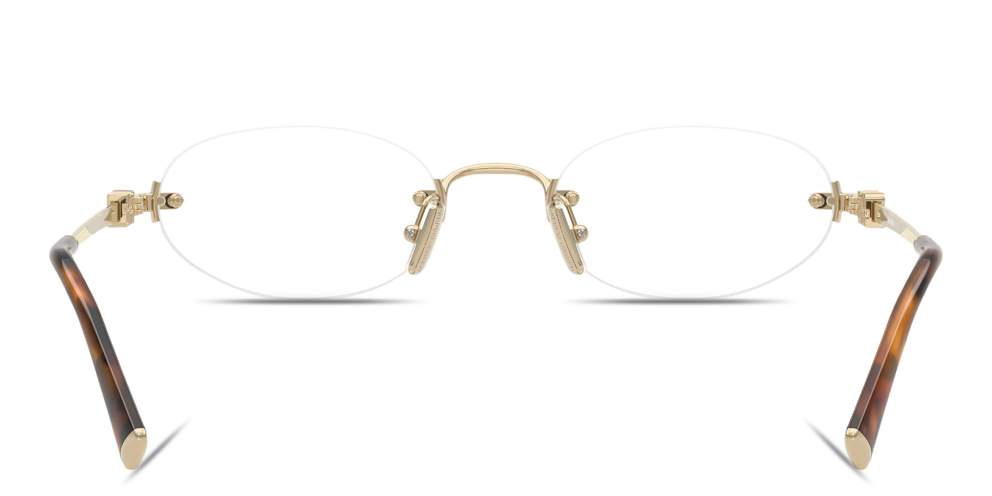 تسوق نظارات طبية بيضاوية بدون إطار بشعار العلامة العمودي ميو ميو بلون ذهبي فاتح أونلاين.