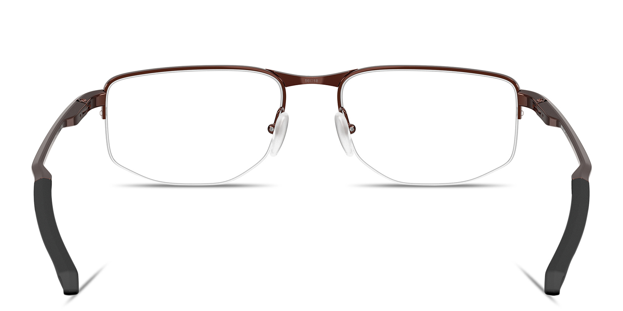 Shop Oakley Addams 0.5 Wide Half-Rim Rectangle Eyeglasses in Brushed Grenache online.