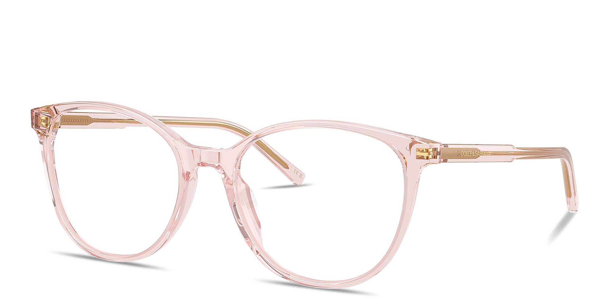 Shop Dolce & Gabbana Logo-Print Cat-Eye Eyeglasses in Pink online.