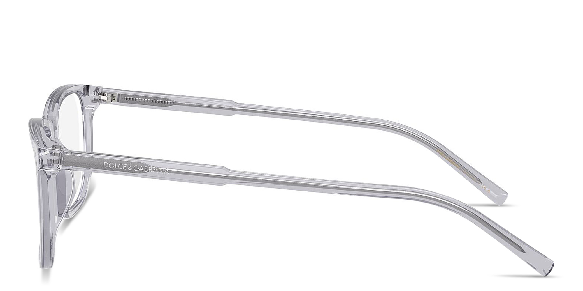 Shop Dolce & Gabbana Logo Print Wide Rectangle Eyeglasses in Grey online.