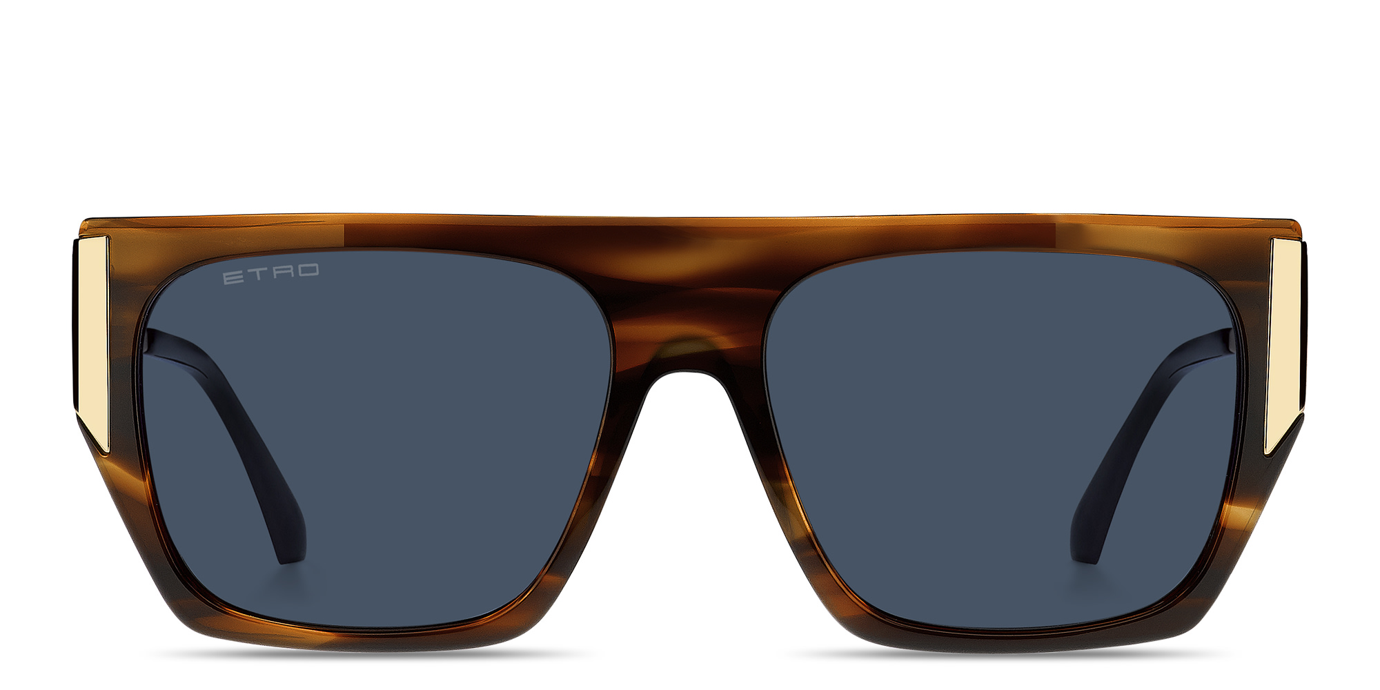 Shop ETRO Engraved Logo Unisex Rectangle Sunglasses in Havana online.