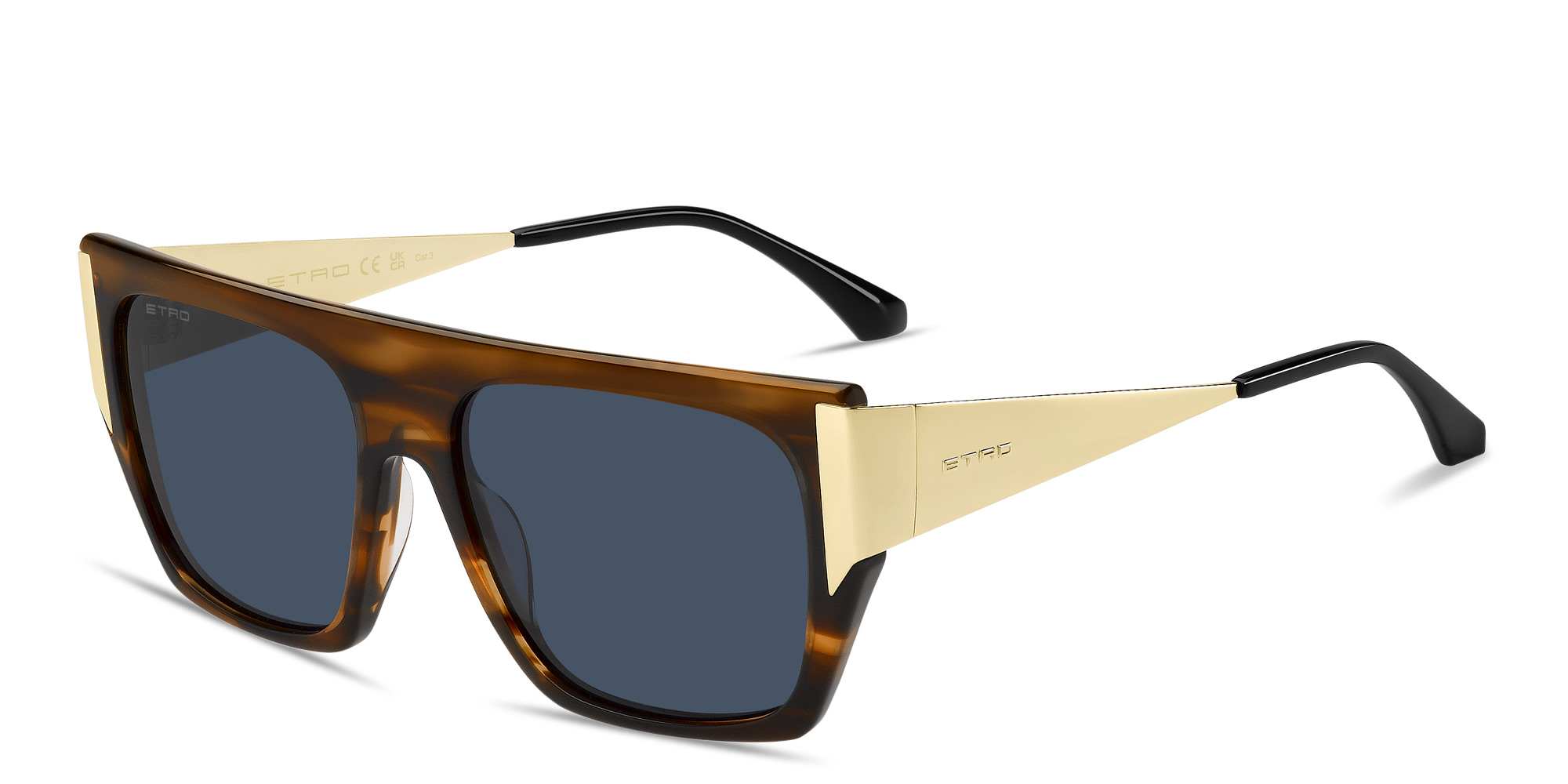 Shop ETRO Engraved Logo Unisex Rectangle Sunglasses in Havana online.
