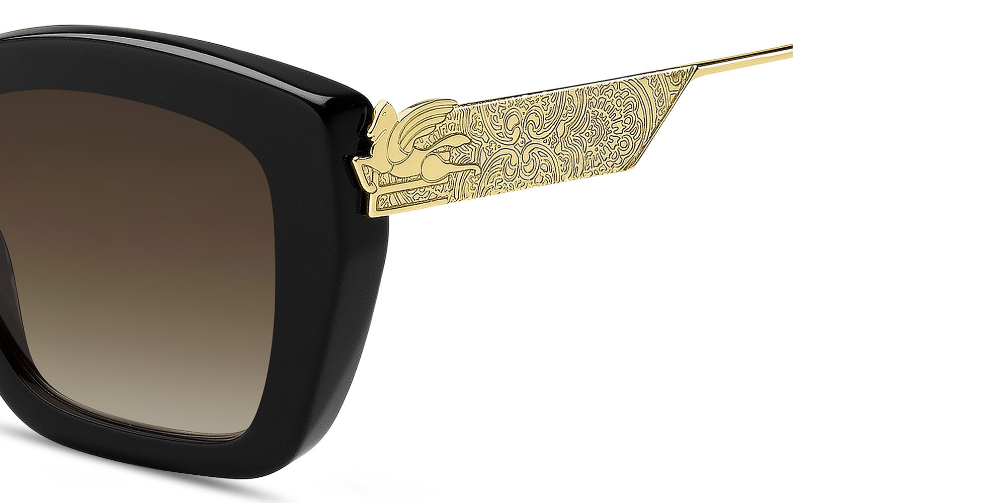 Shop ETRO Bold Pegaso Cat-Eye Sunglasses in Black online.