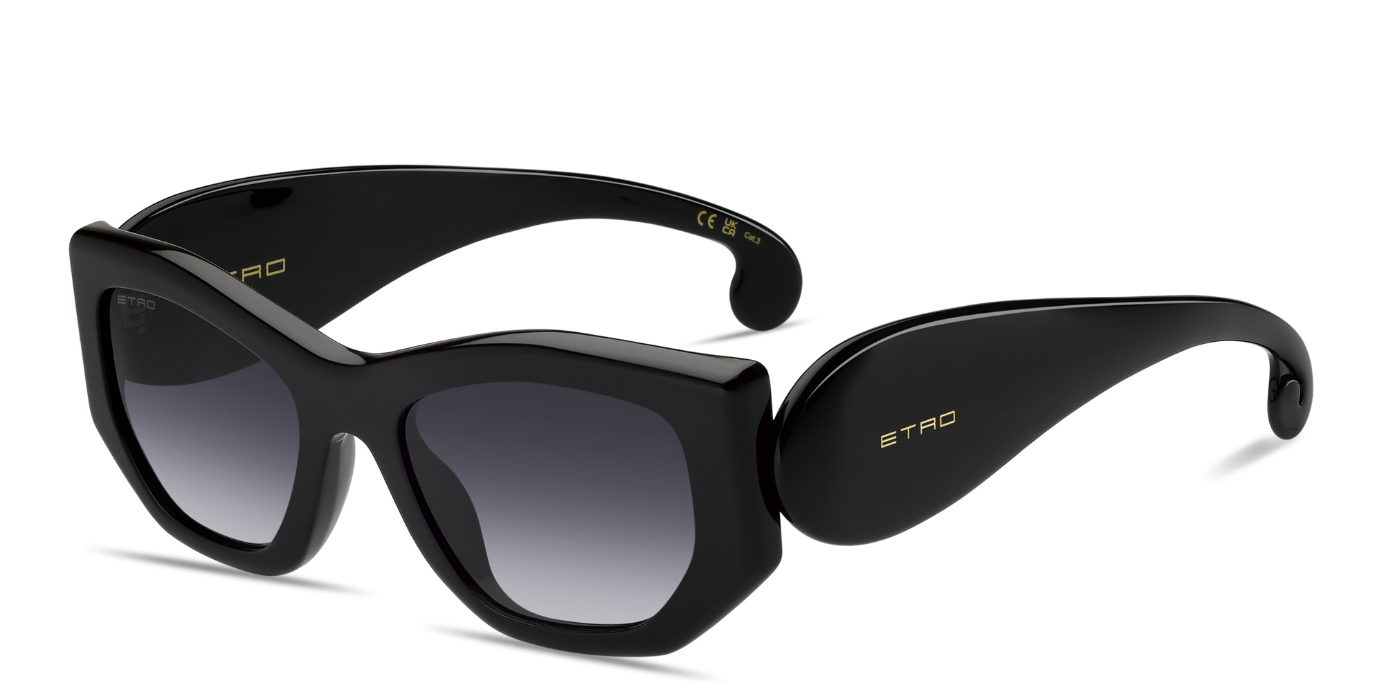 Shop ETRO Paisley Cat-Eye Sunglasses in Black online.