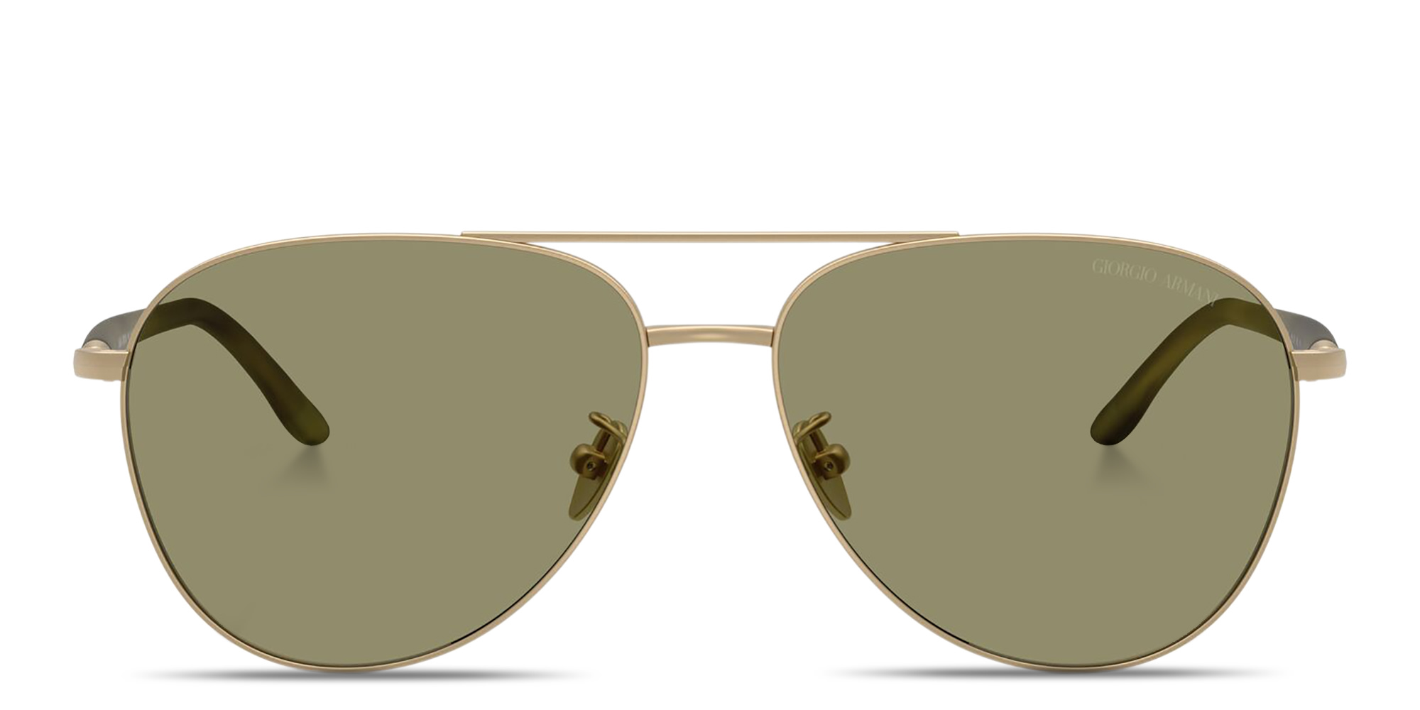 Shop GIORGIO ARMANI Logo Signature Pilot Sunglasses in Gold online.