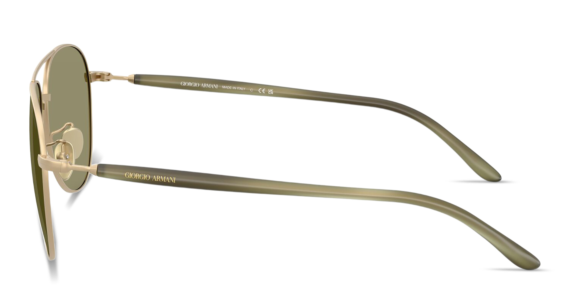 Shop GIORGIO ARMANI Logo Signature Pilot Sunglasses in Gold online.