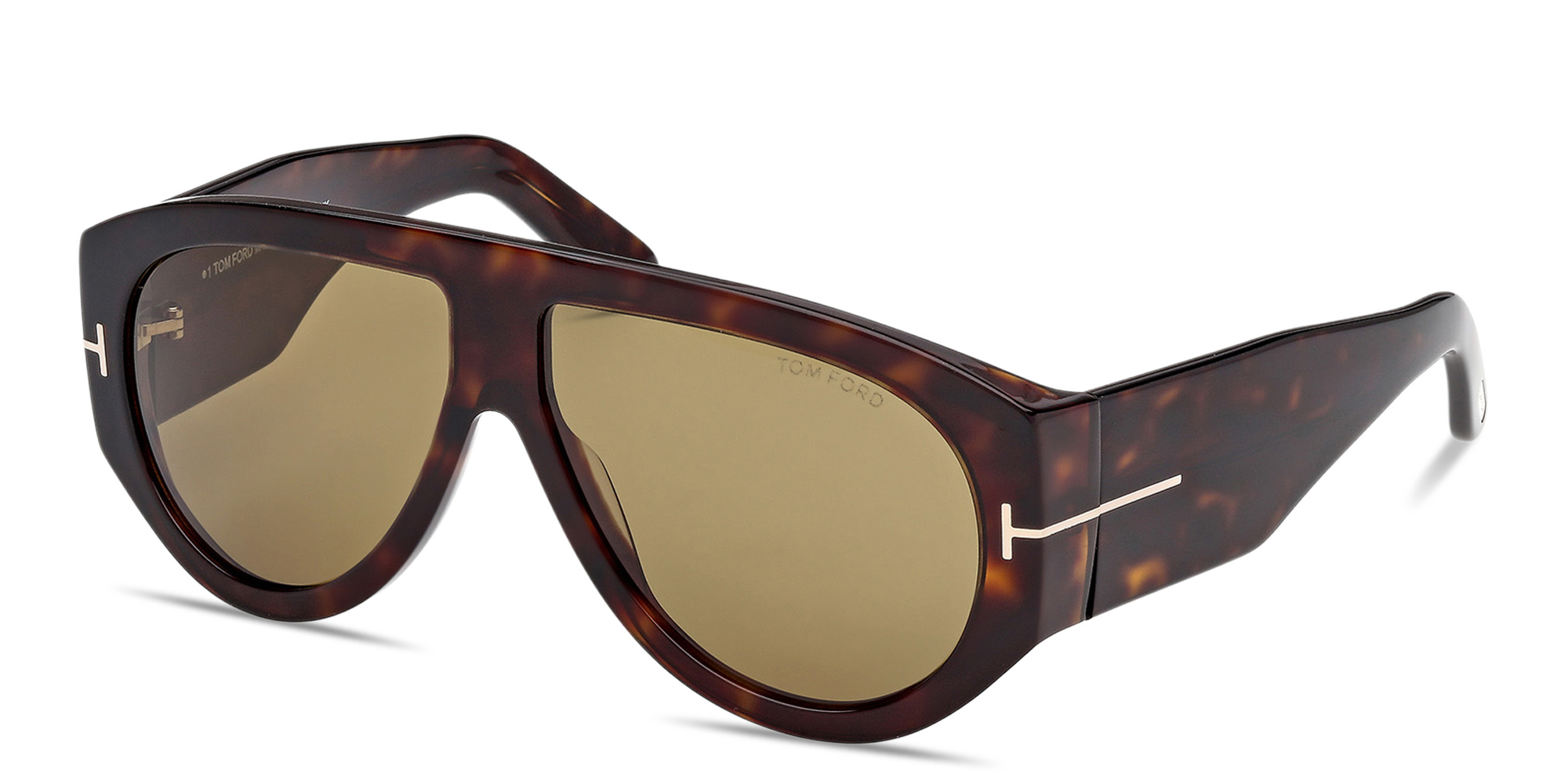 Shop TOM FORD T Logo Pilot Sunglasses in Havana online.