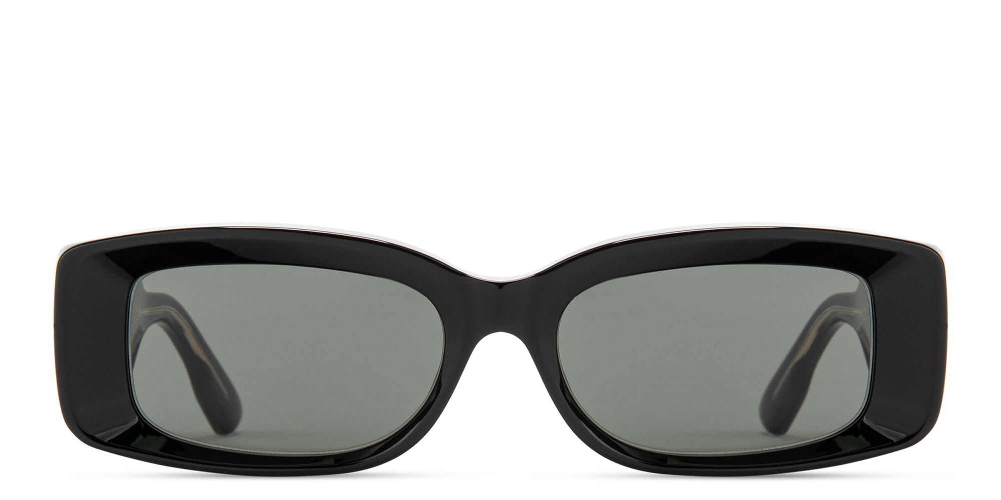 Shop GUCCI Rivets Rectangle Sunglasses in Black online.